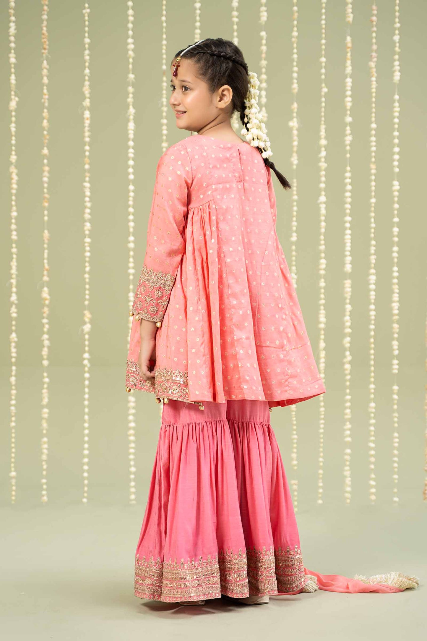 Maria B | 3 Piece Embroidered Paper Cotton Lurex Suit | MKS-W24-11 by Maria Faisal - Registered Vendor of : Maria B - type : Kids Clothes - 100% original wedding dresses