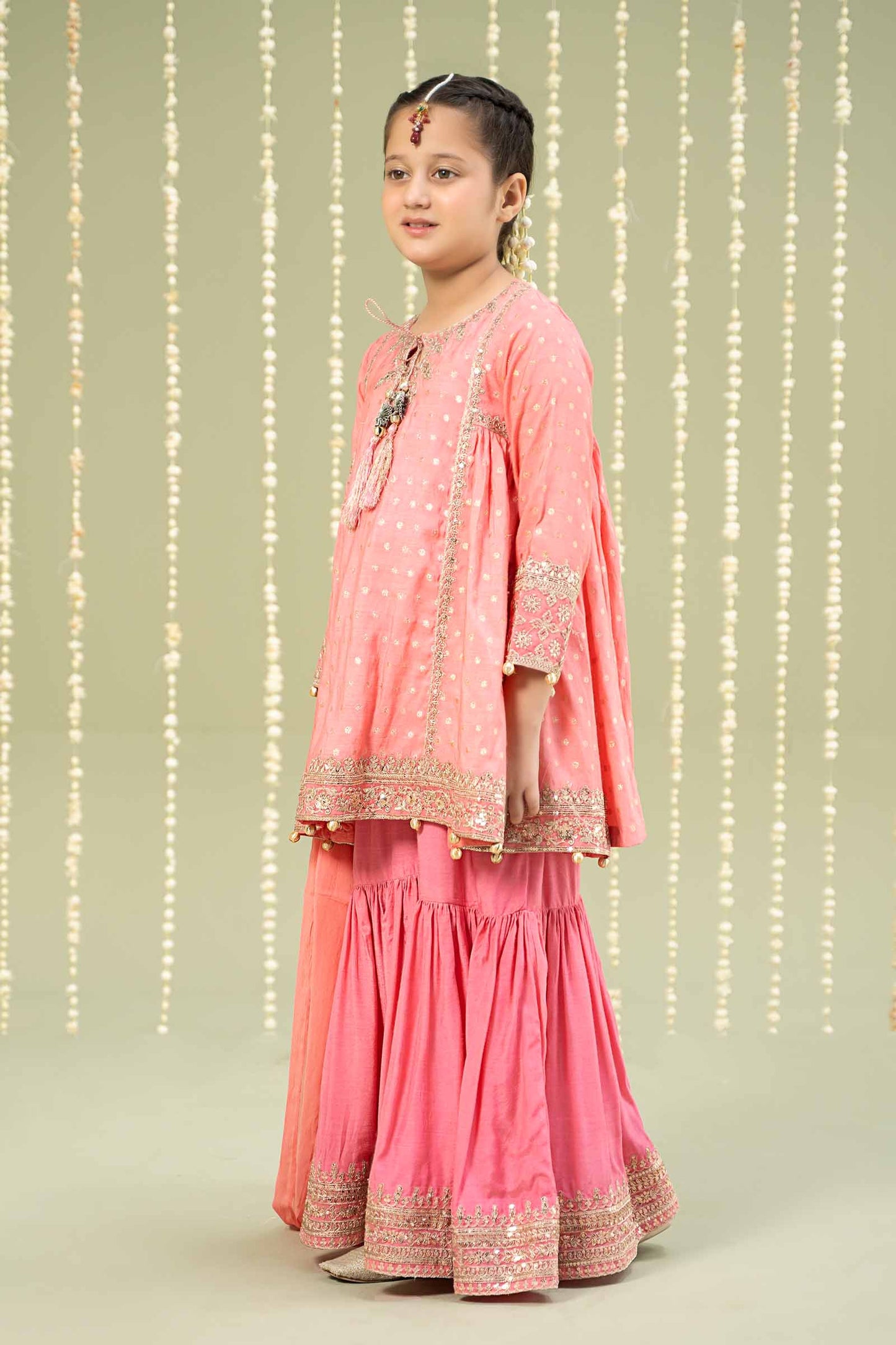 Maria B | 3 Piece Embroidered Paper Cotton Lurex Suit | MKS-W24-11 by Maria Faisal - Registered Vendor of : Maria B - type : Kids Clothes - 100% original wedding dresses