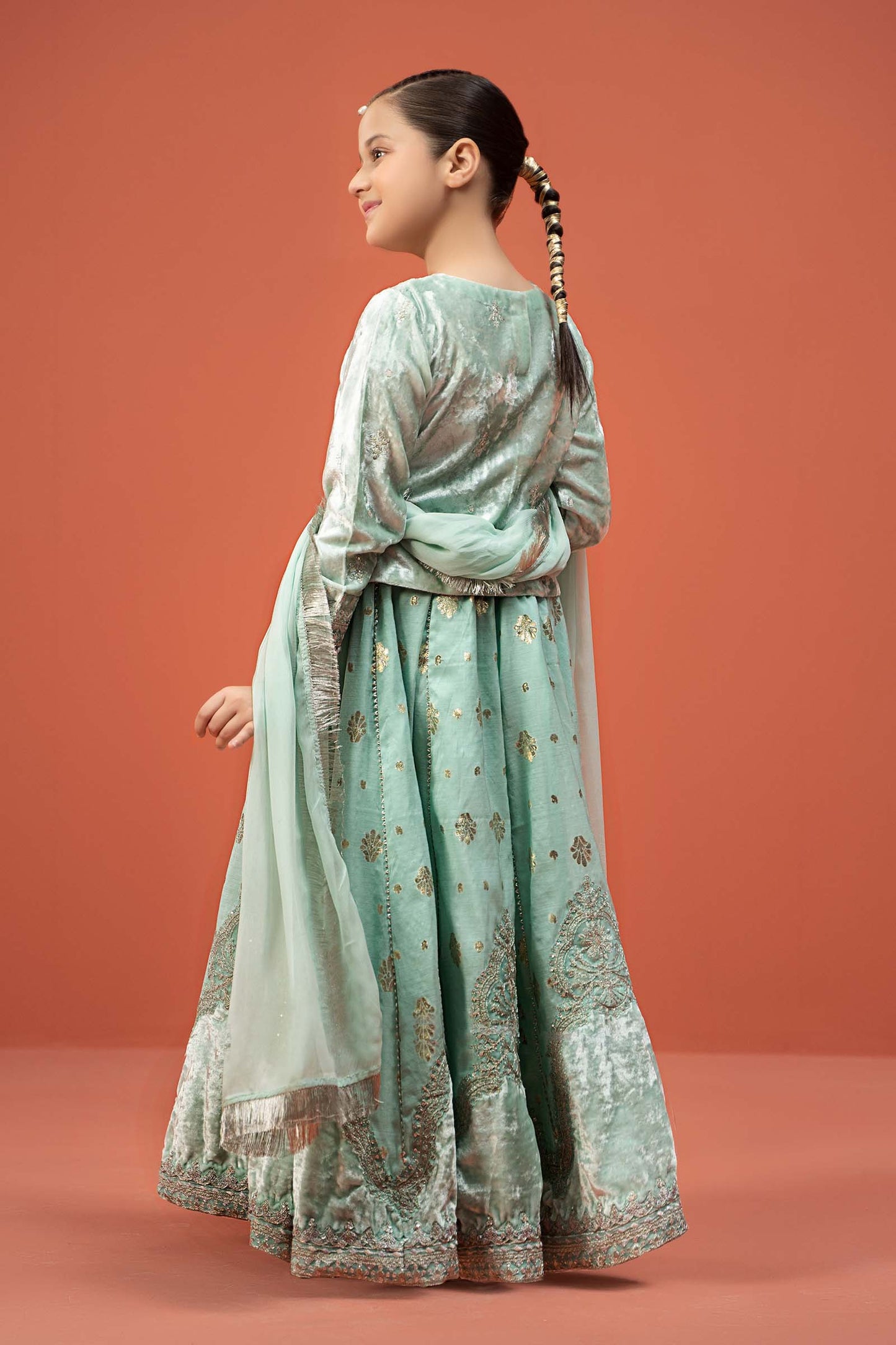 Maria B | 3 Piece Embroidered Velvet Suit | MKS-W24-14 by Maria Faisal - Registered Vendor of : Maria B - type : Kids Clothes - 100% original wedding dresses