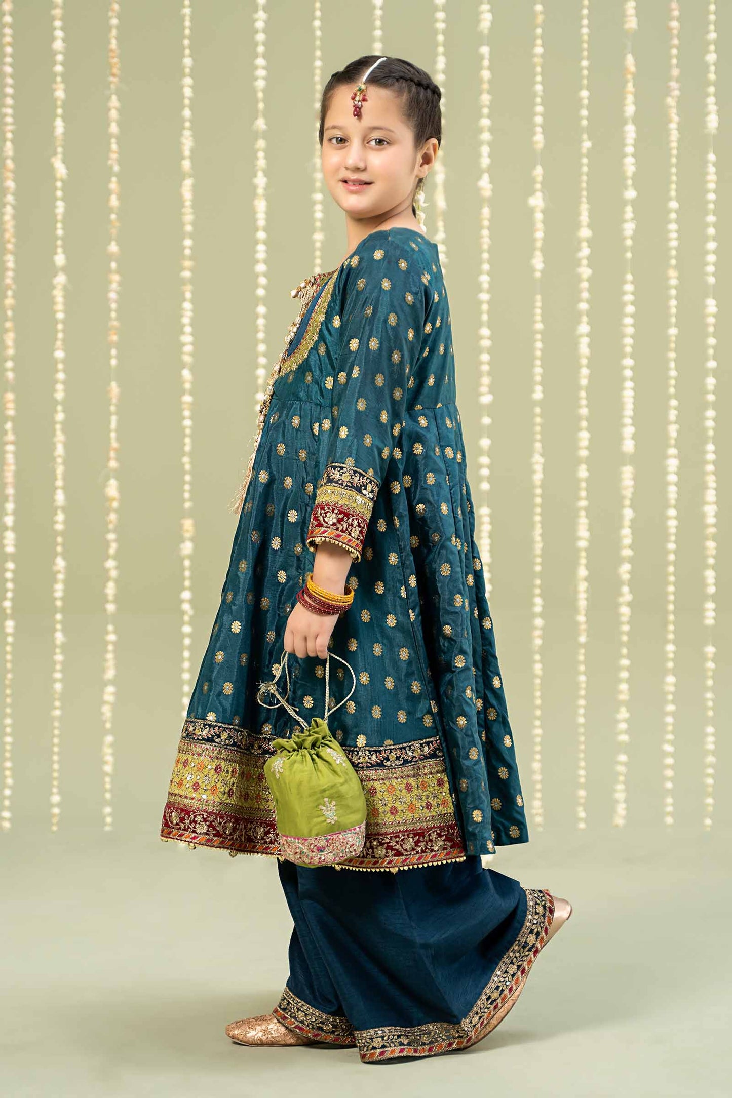Maria B | 3 Piece Embroidered Jamawar Suit | MKS-W24-22 by Maria Faisal - Registered Vendor of : Maria B - type : Kids Clothes - 100% original wedding dresses