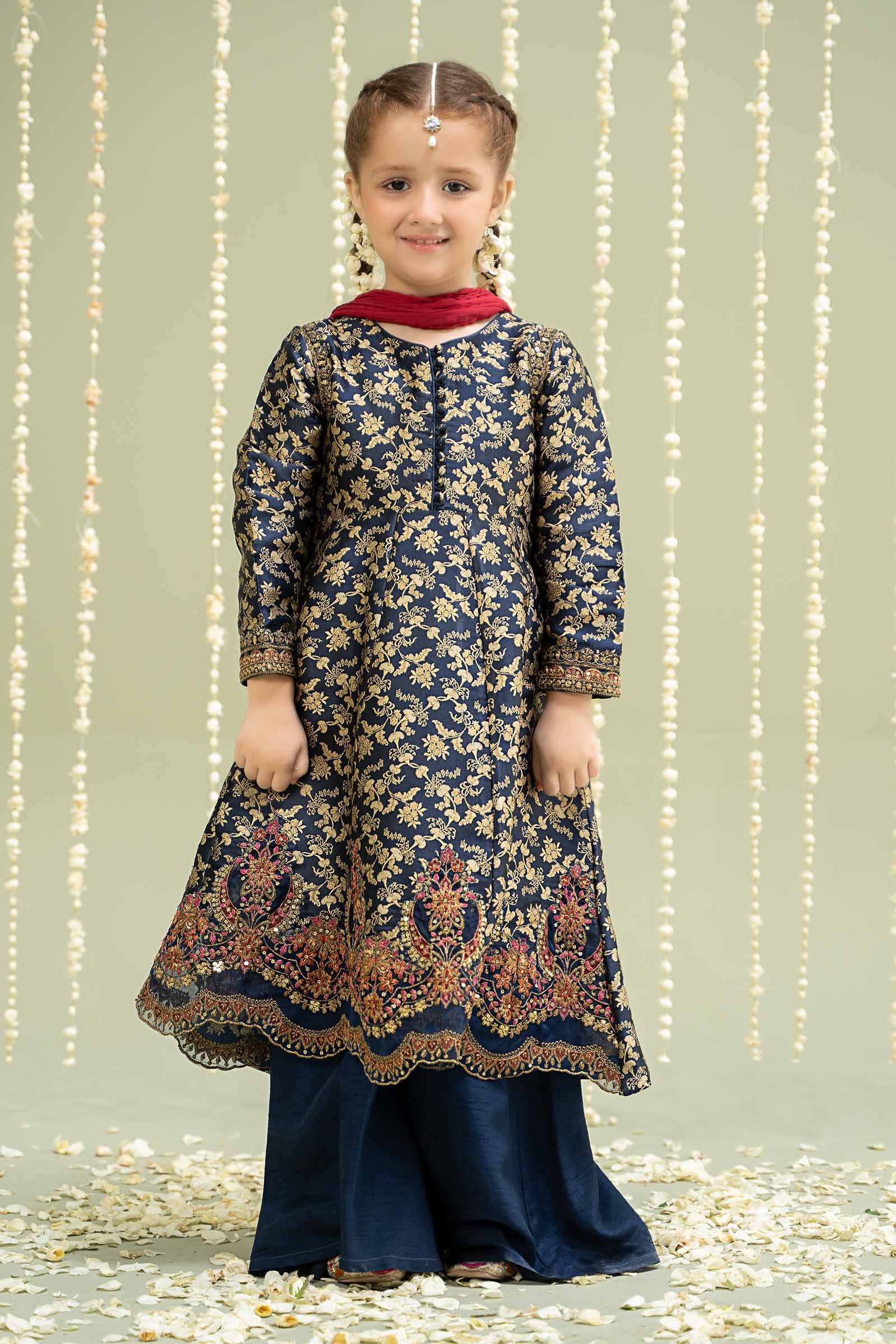 Maria B | 3 Piece Embroidered Jamawar Suit | MKS-W24-30 by Maria Faisal - Registered Vendor of : Maria B - type : Kids Clothes - 100% original wedding dresses