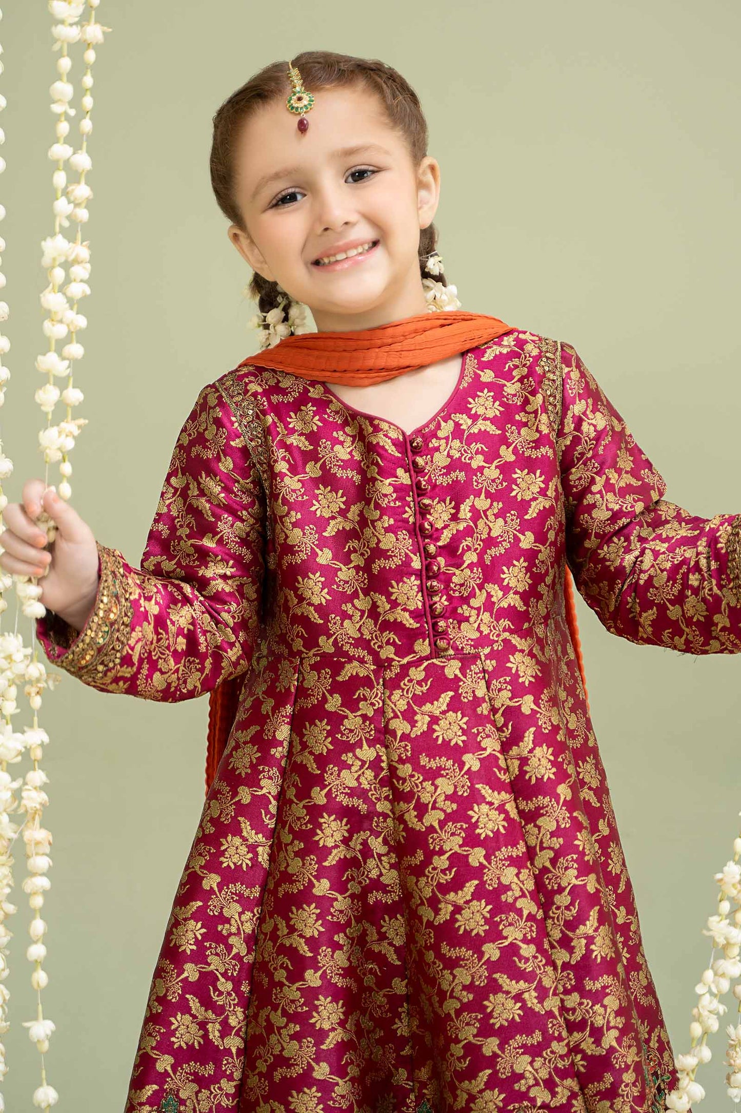 Maria B | 3 Piece Embroidered Jamawar Suit | MKS-W24-30 by Maria Faisal - Registered Vendor of : Maria B - type : Kids Clothes - 100% original wedding dresses
