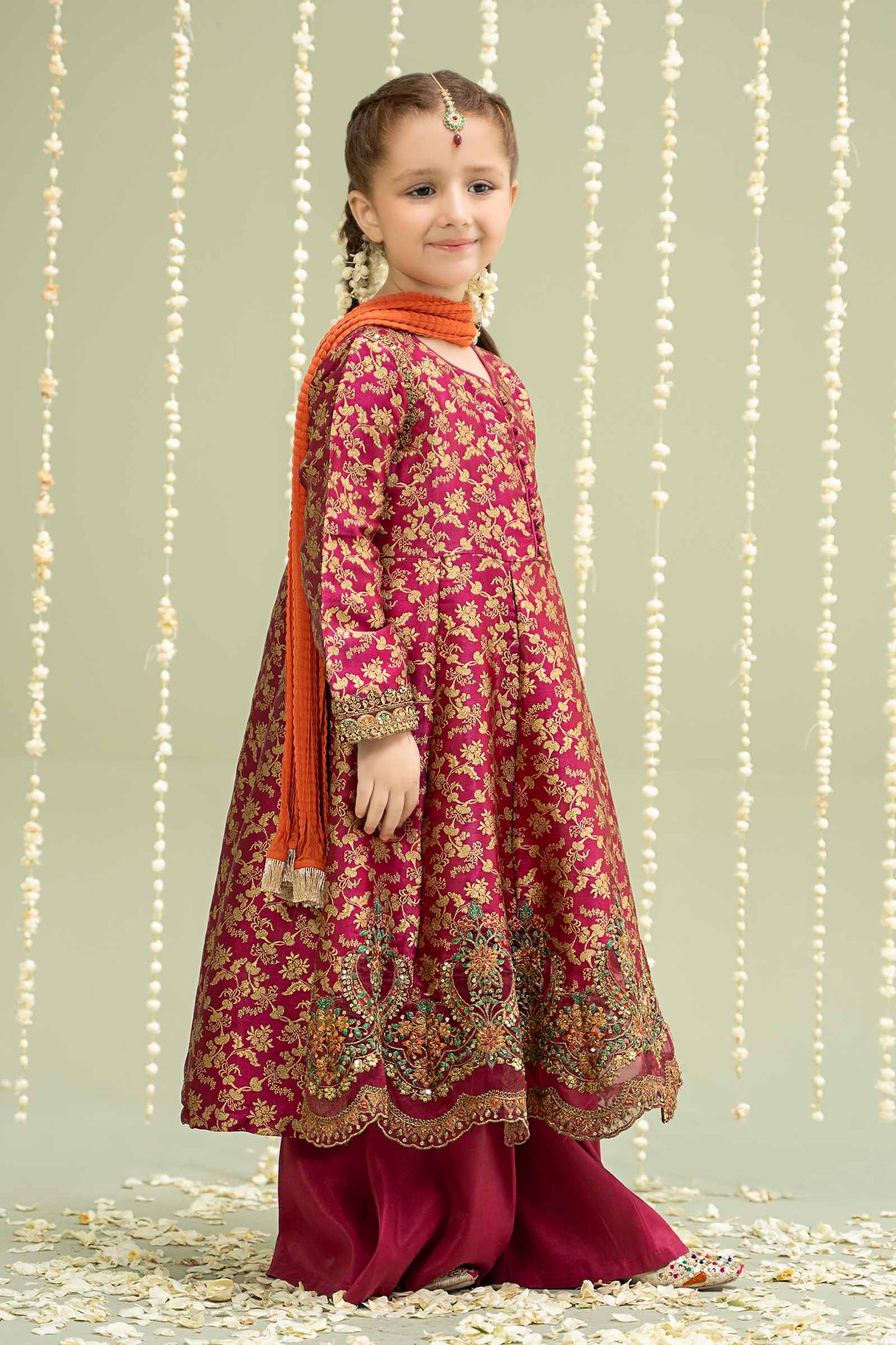 Maria B | 3 Piece Embroidered Jamawar Suit | MKS-W24-30 by Maria Faisal - Registered Vendor of : Maria B - type : Kids Clothes - 100% original wedding dresses