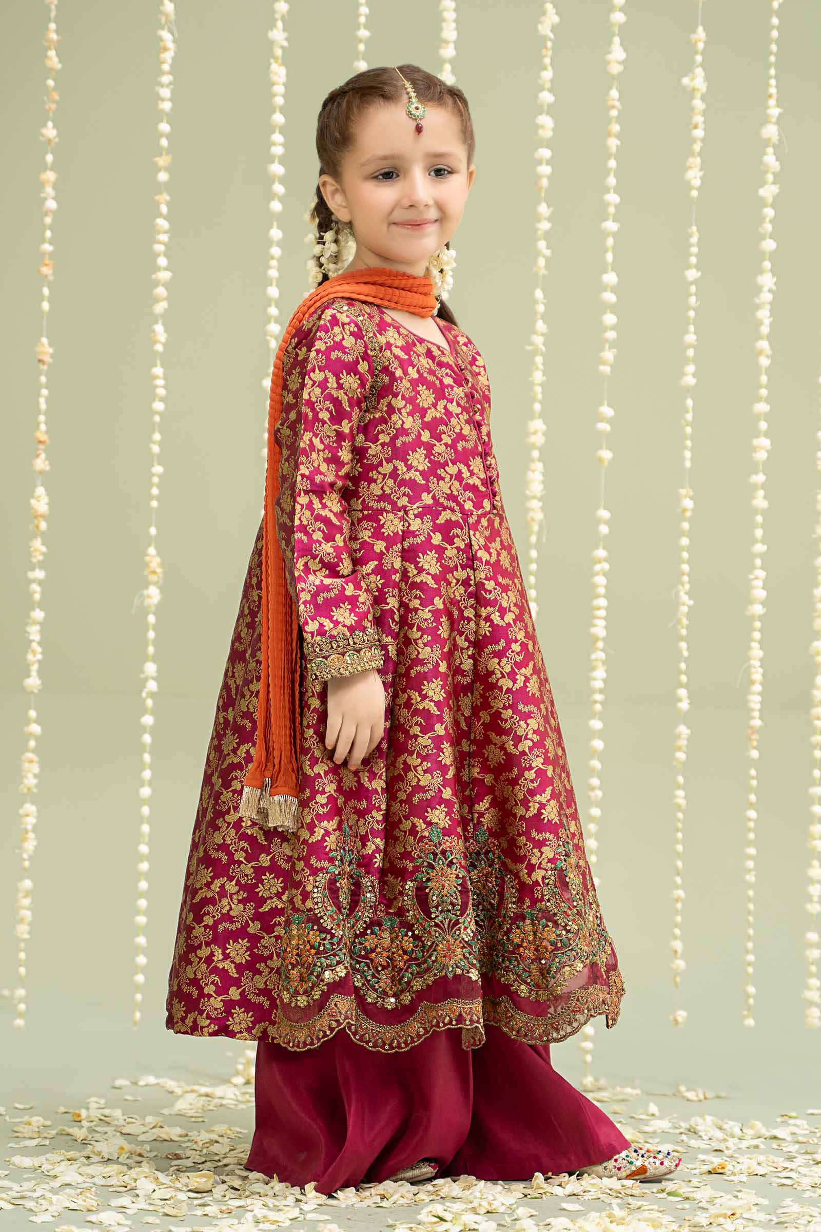 Maria B | 3 Piece Embroidered Jamawar Suit | MKS-W24-30 by Maria Faisal - Registered Vendor of : Maria B - type : Kids Clothes - 100% original wedding dresses
