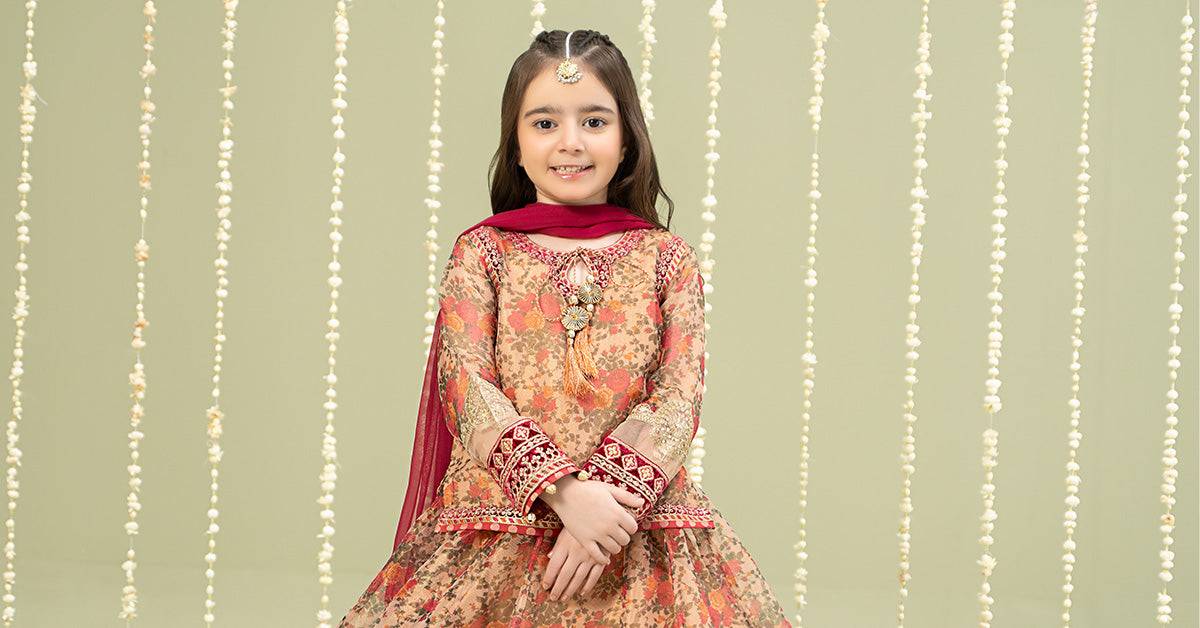 Maria B | 3 Piece Embroidered Cotton Maoori Net Suit | MKS-W24-35 by Maria Faisal - Registered Vendor of : Maria B - type : Kids Clothes - 100% original wedding dresses