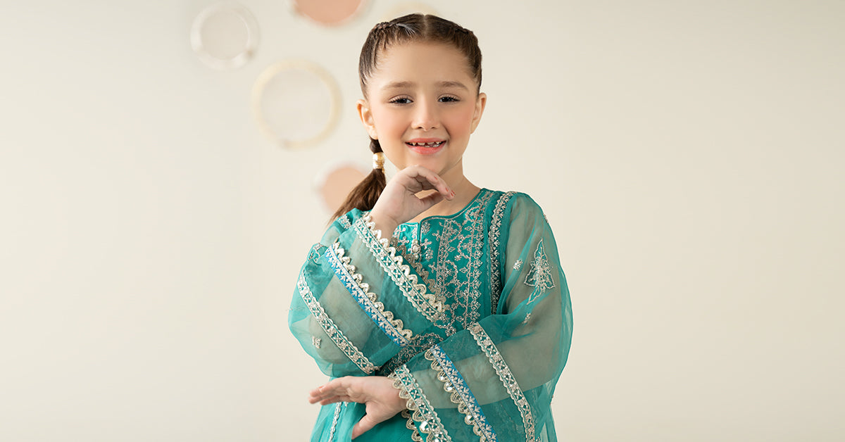 2 Piece Embroidered Organza Suit - Kids Clothing - available at Maria Faisal in UK and USA.