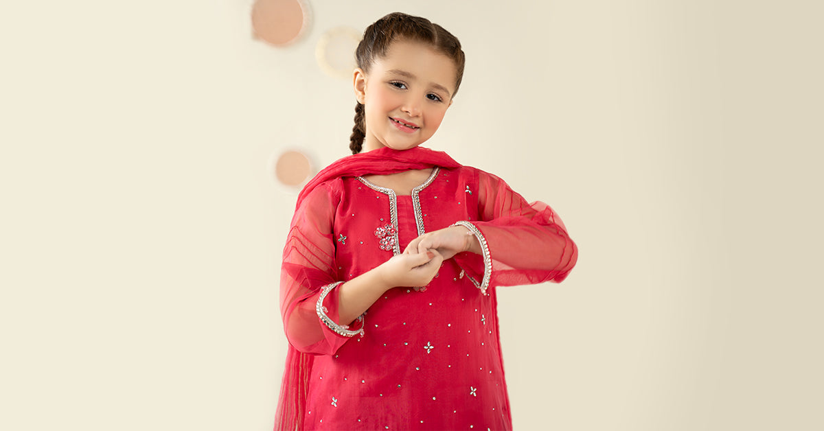 3 Piece Embellished Organza Suit - Kids Clothing - available at Maria Faisal in UK and USA.