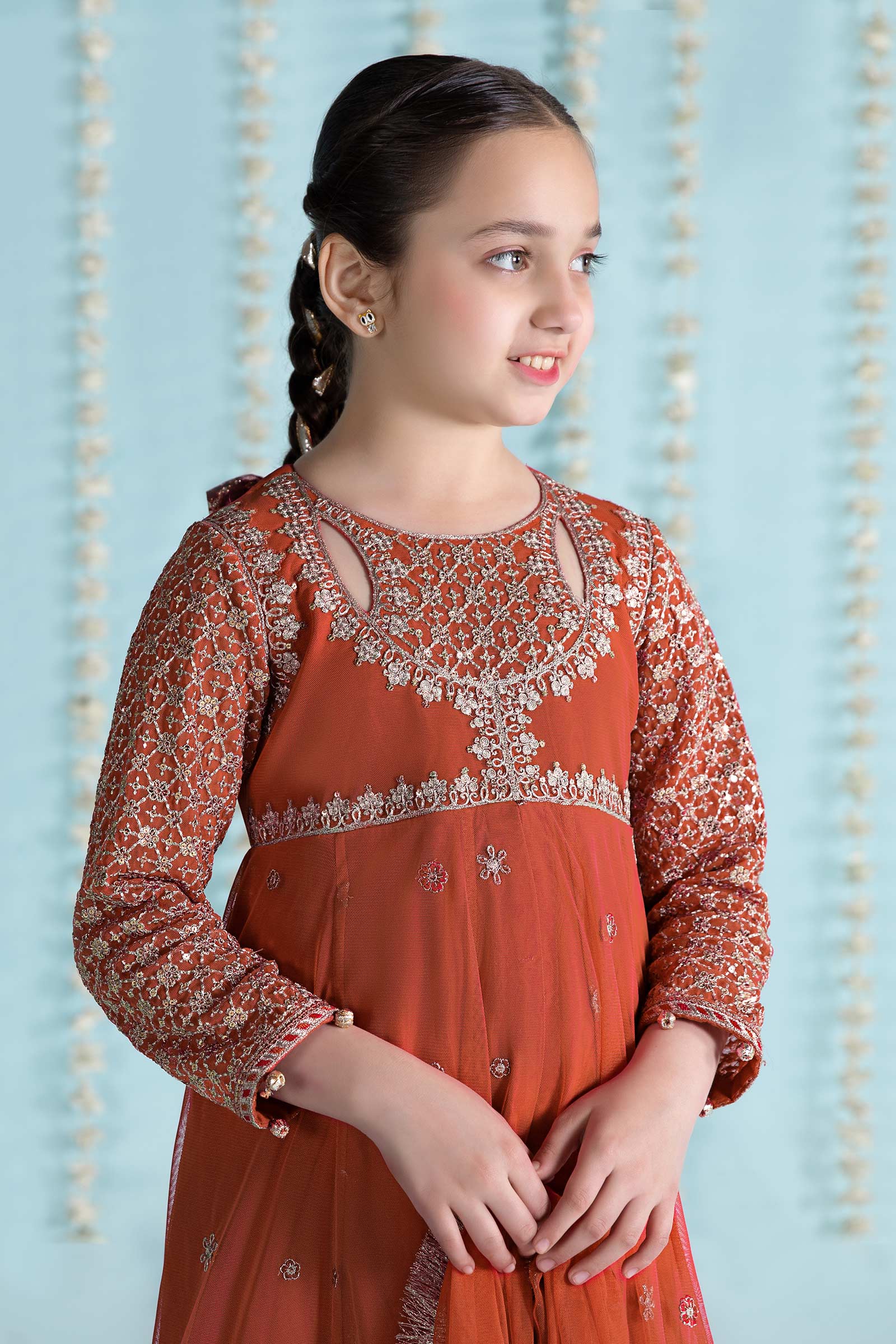 Maria B | 3 Piece Embroidered Net Suit | MKS-EA24-02 by Maria Faisal - Registered Vendor of : Maria B - type : Kids Clothes - 100% original wedding dresses