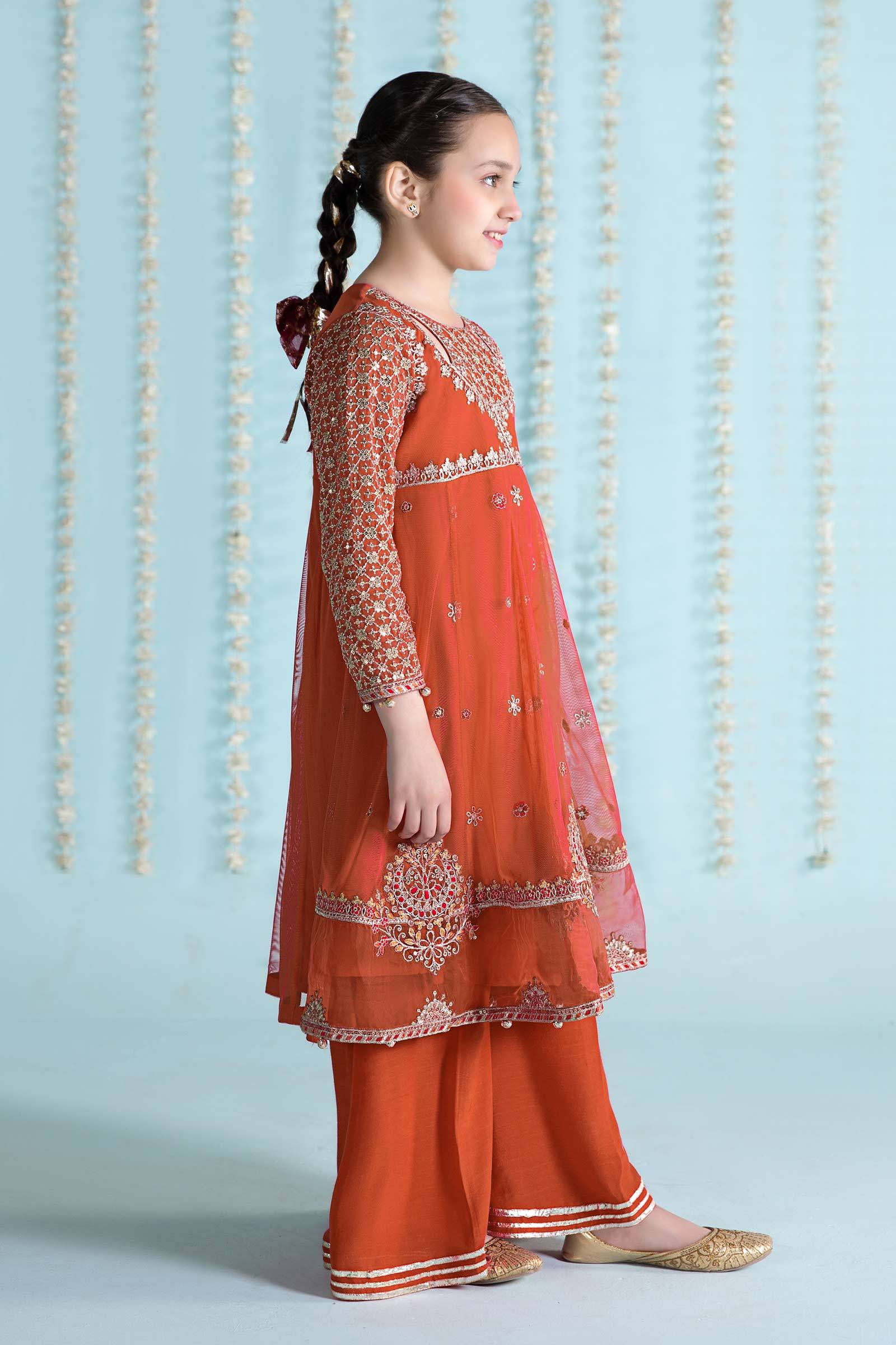 Maria B | 3 Piece Embroidered Net Suit | MKS-EA24-02 by Maria Faisal - Registered Vendor of : Maria B - type : Kids Clothes - 100% original wedding dresses