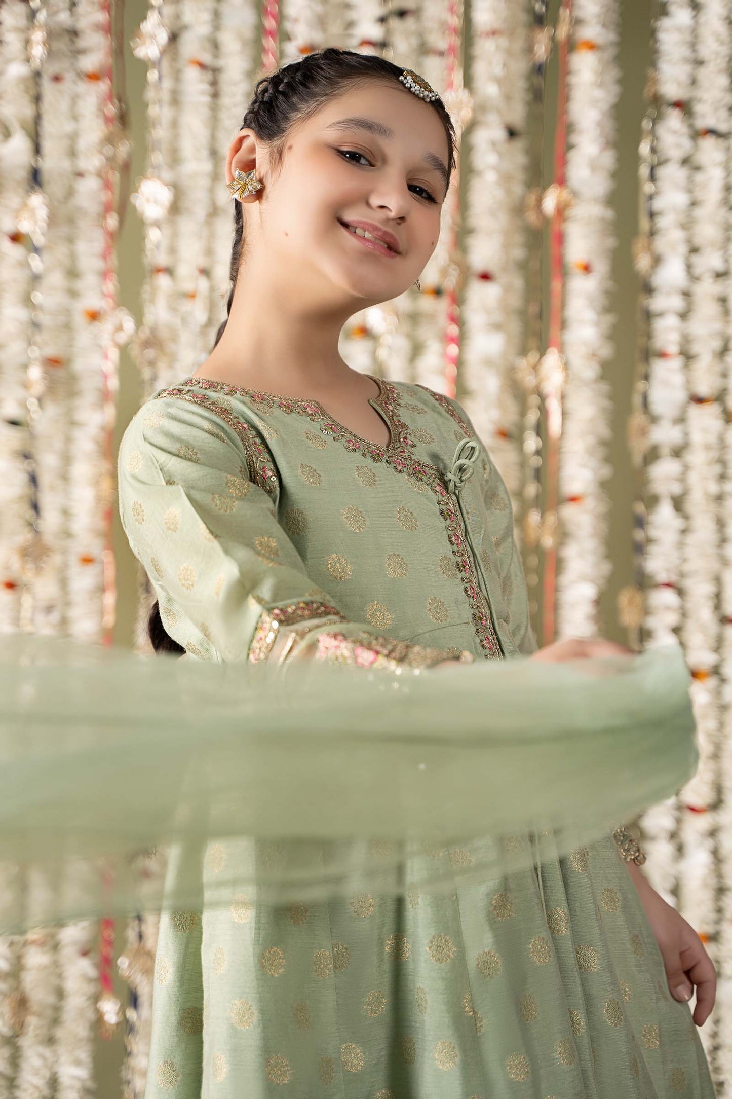 Maria B | 3 Piece Embroidered Cotton Lurex Suit | MKS-EF25-12 by Maria Faisal - Registered Vendor of : Maria B - type : Kids Clothes - 100% original wedding dresses