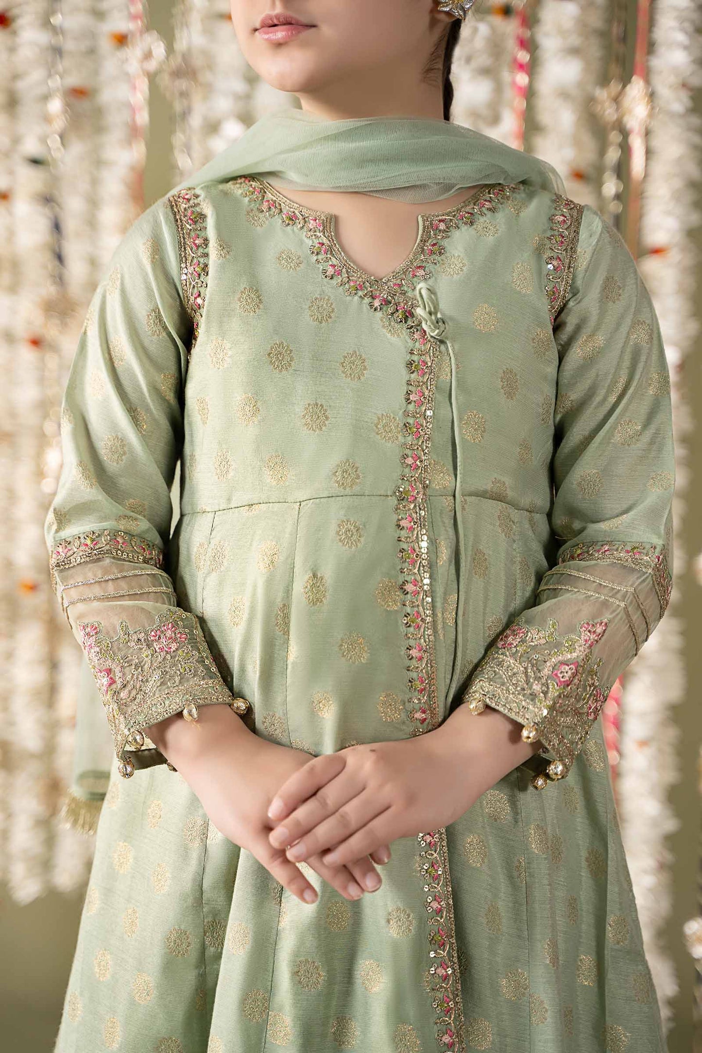 Maria B | 3 Piece Embroidered Cotton Lurex Suit | MKS-EF25-12 by Maria Faisal - Registered Vendor of : Maria B - type : Kids Clothes - 100% original wedding dresses