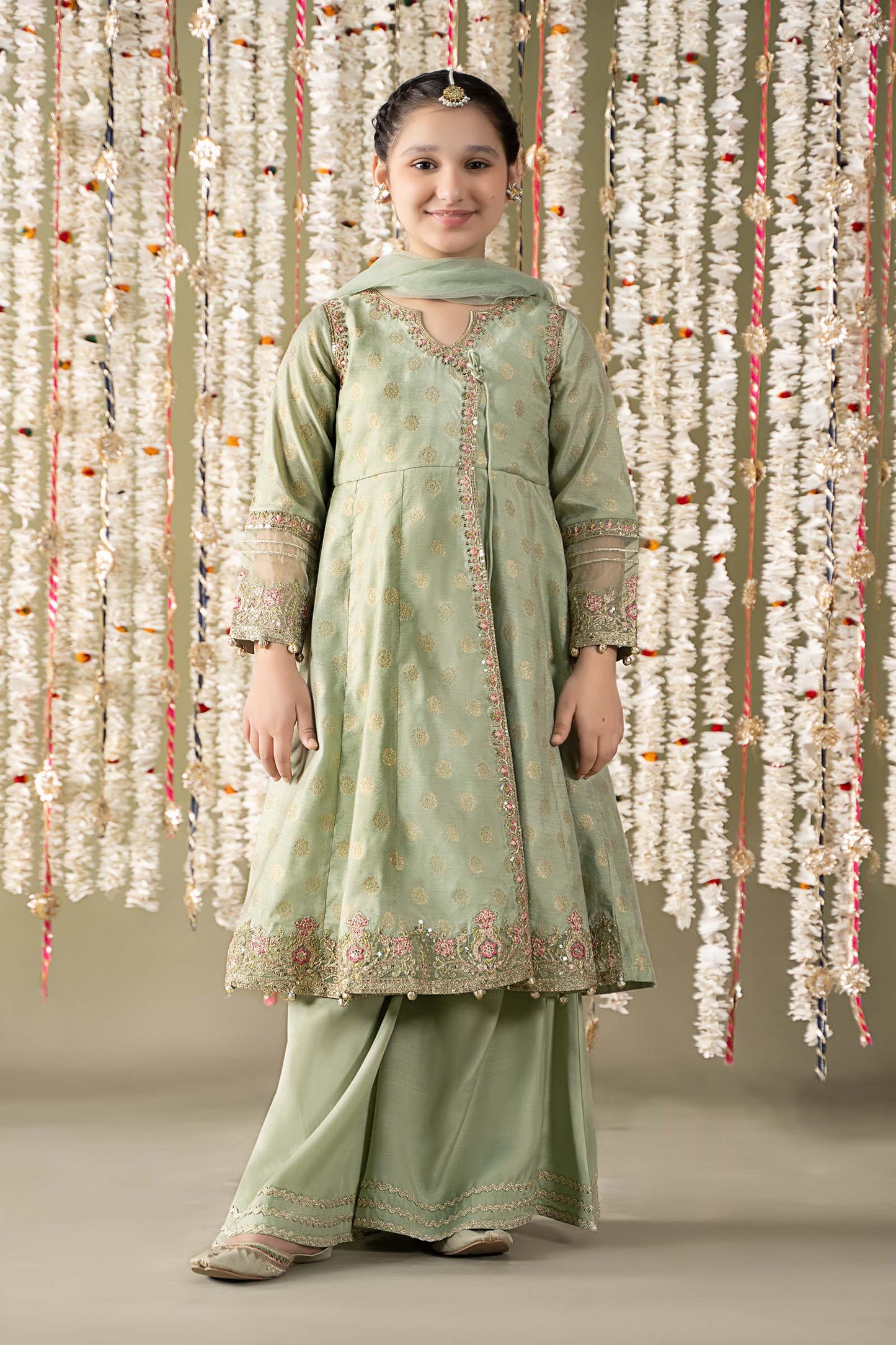 Maria B | 3 Piece Embroidered Cotton Lurex Suit | MKS-EF25-12 by Maria Faisal - Registered Vendor of : Maria B - type : Kids Clothes - 100% original wedding dresses