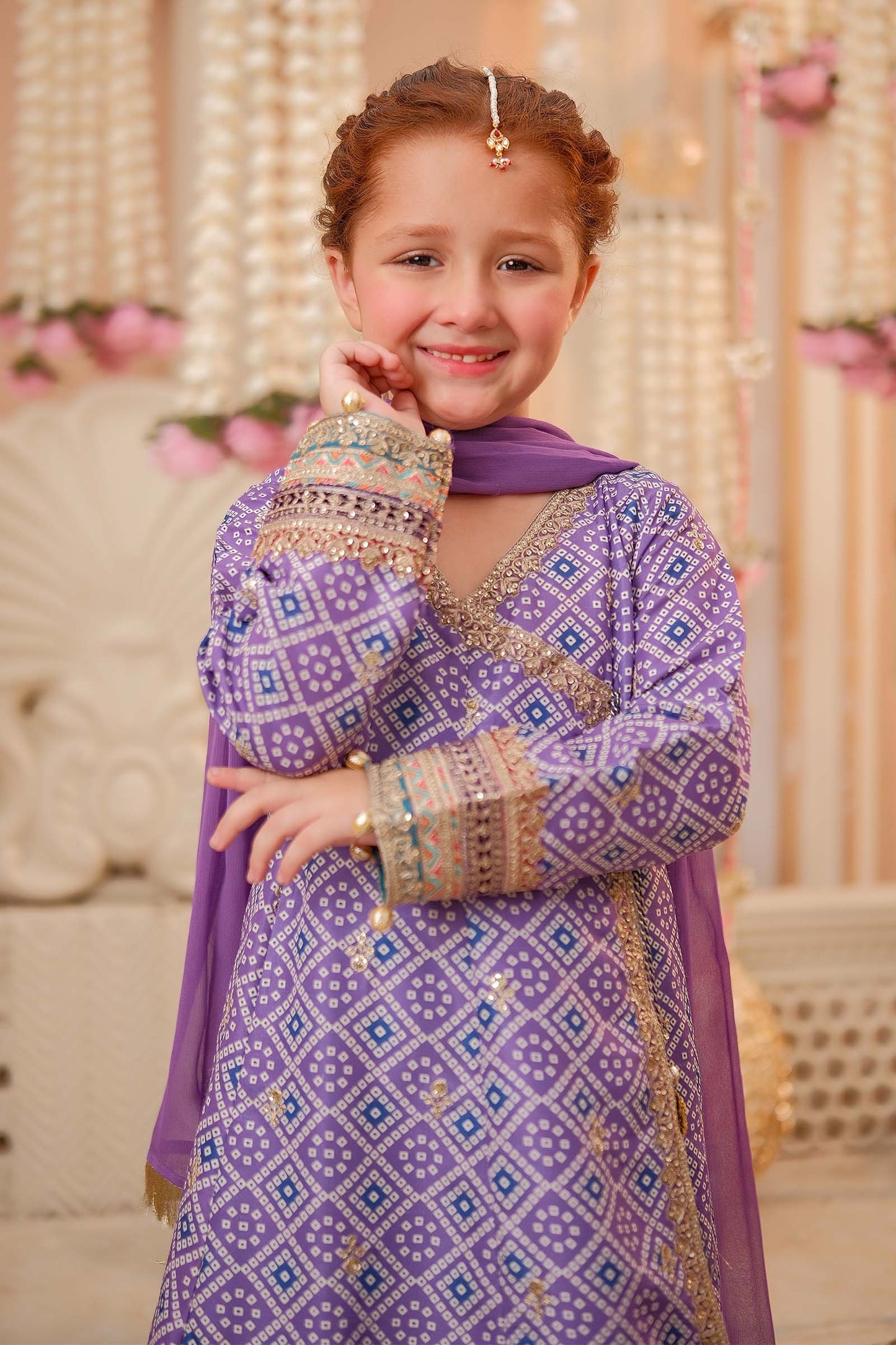 Maria B | 3 Piece Embroidered Raw Silk Suit | MKS-W24-20 by Maria Faisal - Registered Vendor of : Maria B - type : Kids Clothes - 100% original wedding dresses