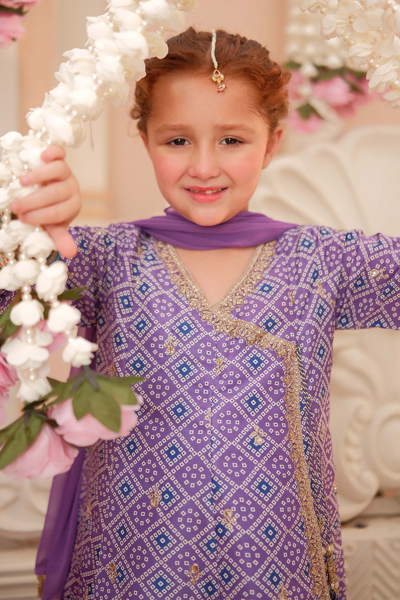 Maria B | 3 Piece Embroidered Raw Silk Suit | MKS-W24-20 by Maria Faisal - Registered Vendor of : Maria B - type : Kids Clothes - 100% original wedding dresses