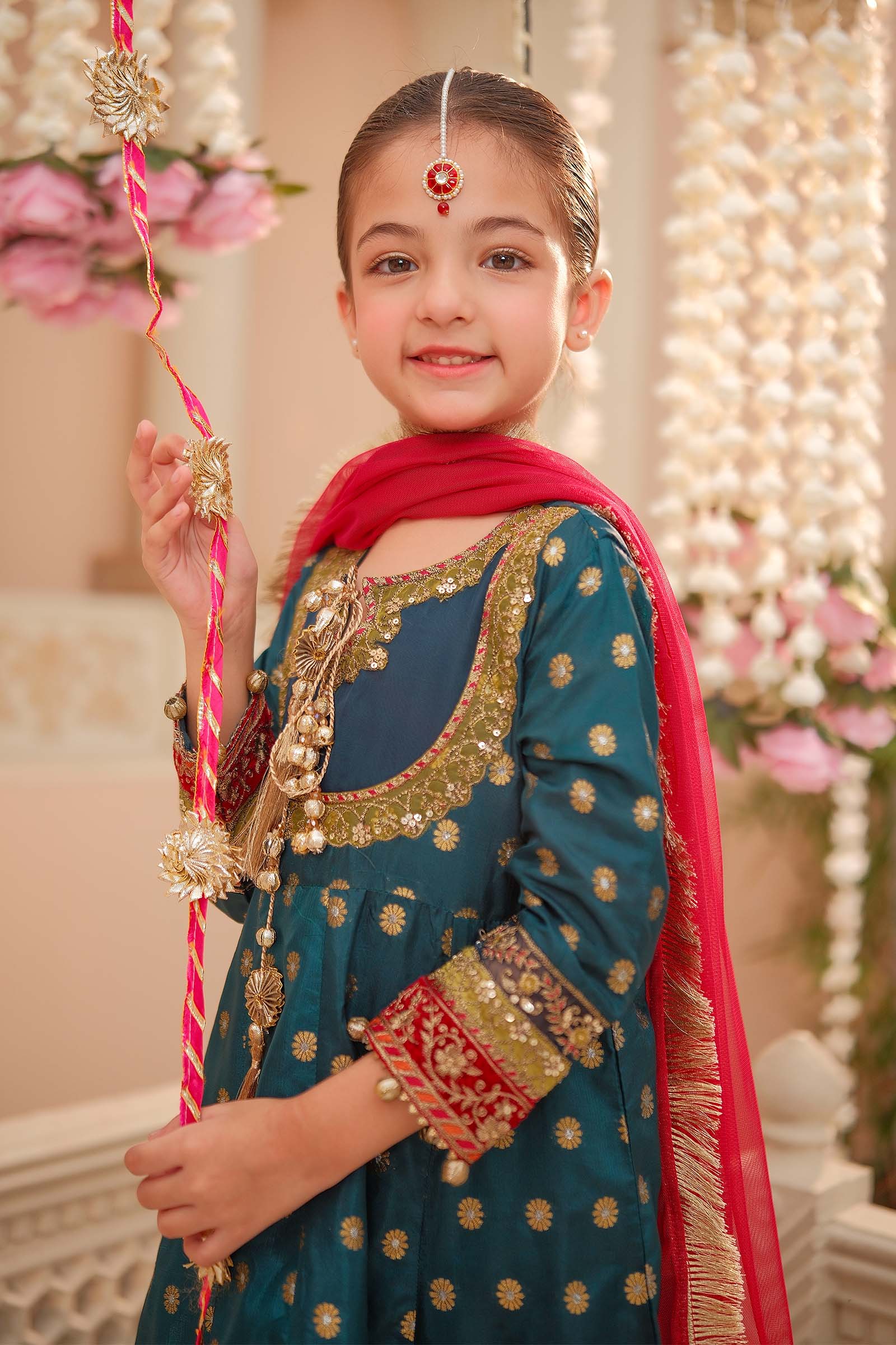 Maria B | 3 Piece Embroidered Jamawar Suit | MKS-W24-22 by Maria Faisal - Registered Vendor of : Maria B - type : Kids Clothes - 100% original wedding dresses