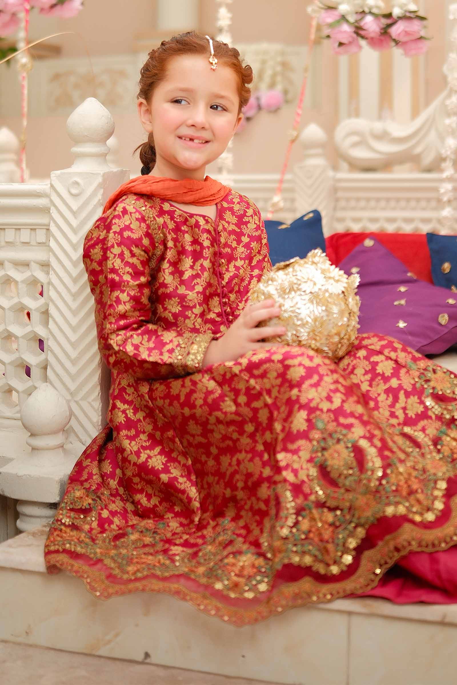 Maria B | 3 Piece Embroidered Jamawar Suit | MKS-W24-30 by Maria Faisal - Registered Vendor of : Maria B - type : Kids Clothes - 100% original wedding dresses