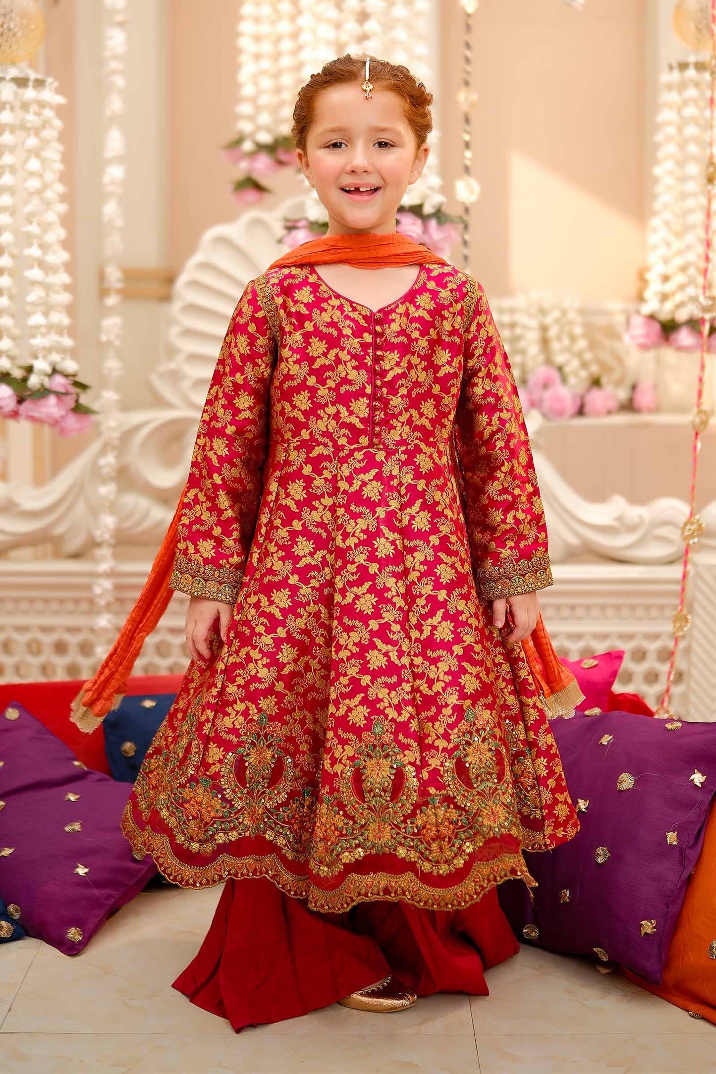 Maria B | 3 Piece Embroidered Jamawar Suit | MKS-W24-30 by Maria Faisal - Registered Vendor of : Maria B - type : Kids Clothes - 100% original wedding dresses