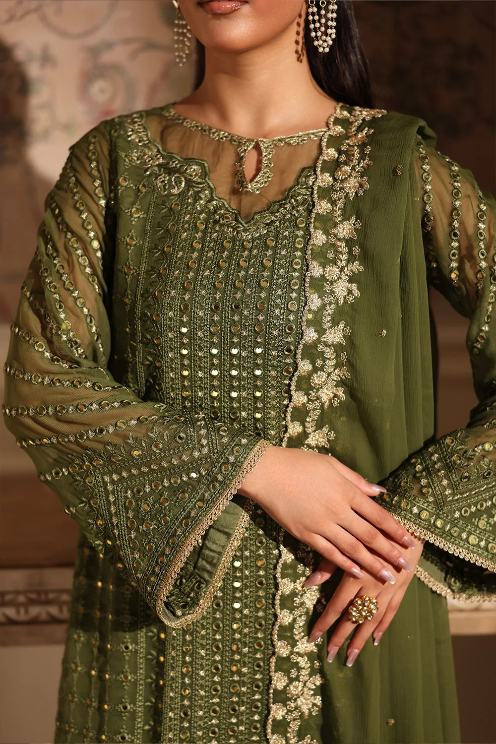 Azure | Ensembles | Moss Glow - Casual Dress - available at Maria Faisal in UK and USA.