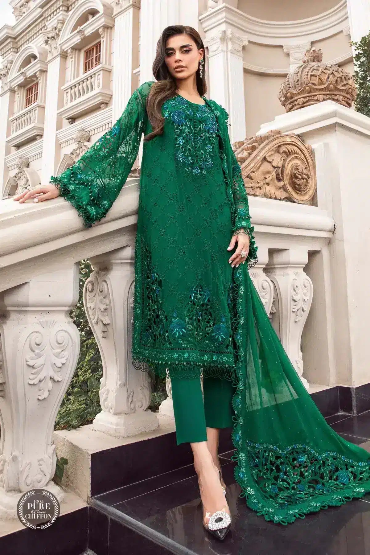 Maria B | Luxury Chiffon Collection | Emerald Green | Mariafaisal Maria B | Luxury Chiffon Collection | Emerald Green | Mariafaisal