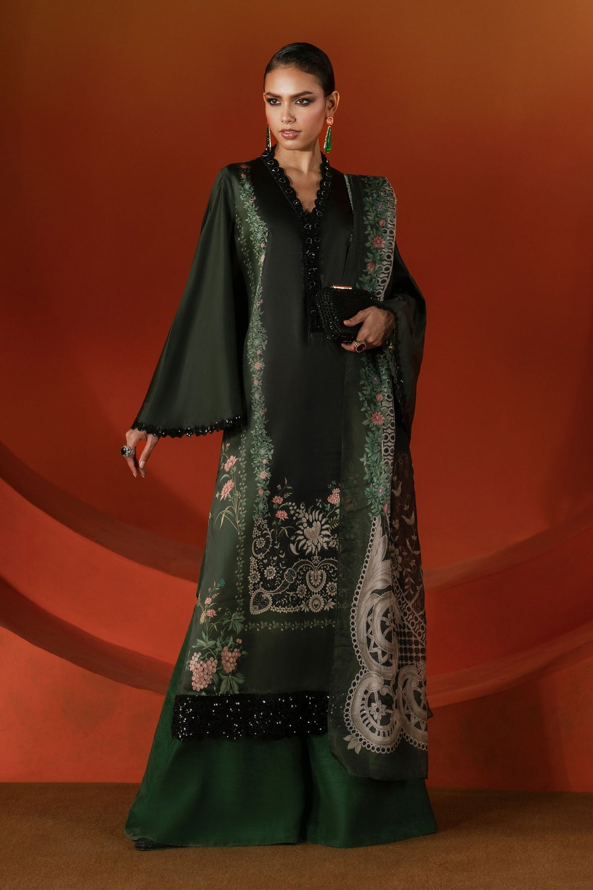 Maria B | Luxury Pret Pre Fall | MPS-EF26-06R1-Green - Luxury Dress - available at Maria Faisal in UK and USA.