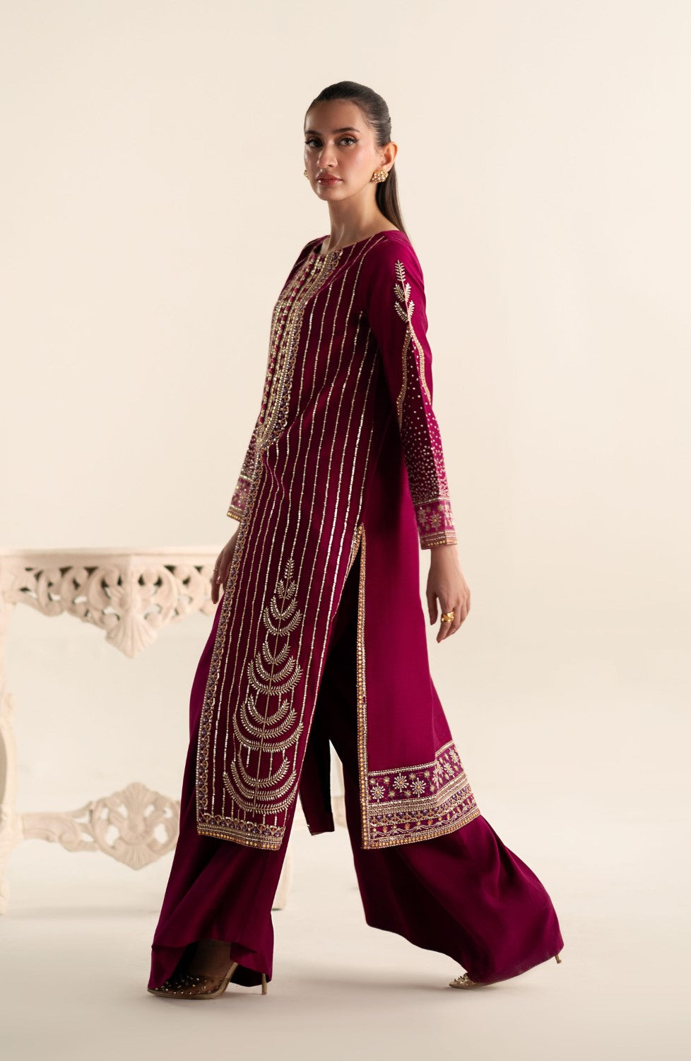 Maryum N Maria | Lagom Ready to Wear | VIOLET - MS-24214 - Designer Dress with Intricate embroidery and embellishments. Shop elegent wedding dress at Maria Faisal.