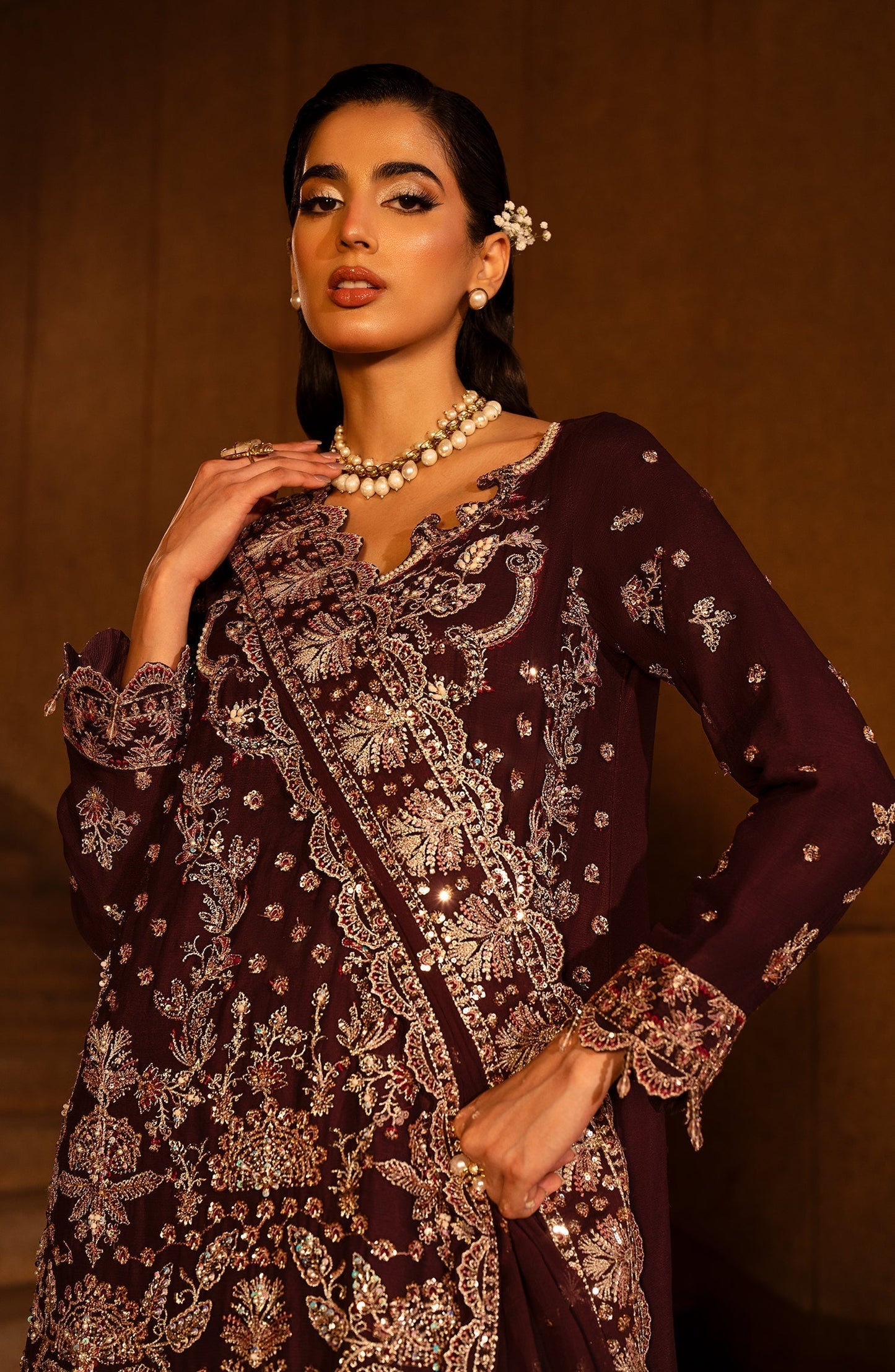 Emaan Adeel | Casabella Wedding Formals | ADIBA - Designer Dress with Intricate embroidery and embellishments. Shop elegent wedding dress at Maria Faisal.
