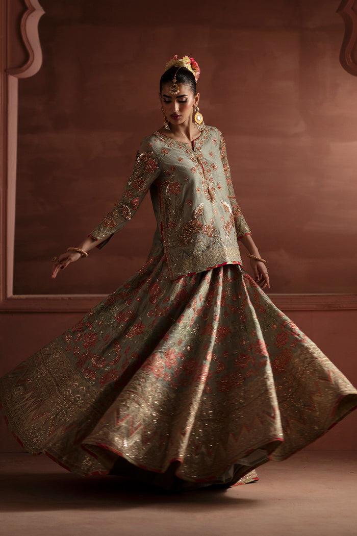 Maryum N Maria | Luxury Silk | RECEPTION FLOWERS - MSS5900 - Luxury Dress - available at Maria Faisal in UK and USA.