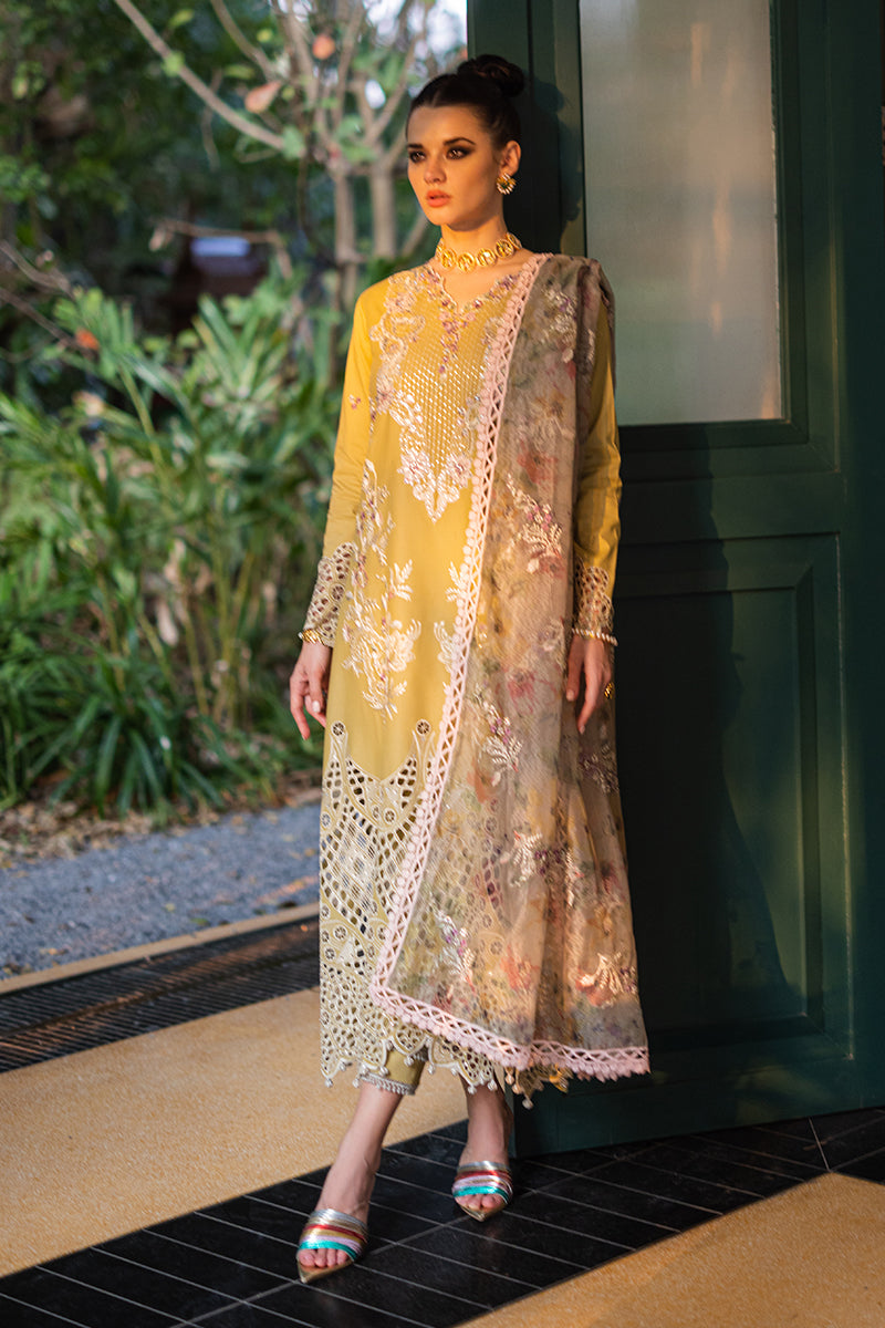 DELICE - Luxury Lawn Dress Lime Green