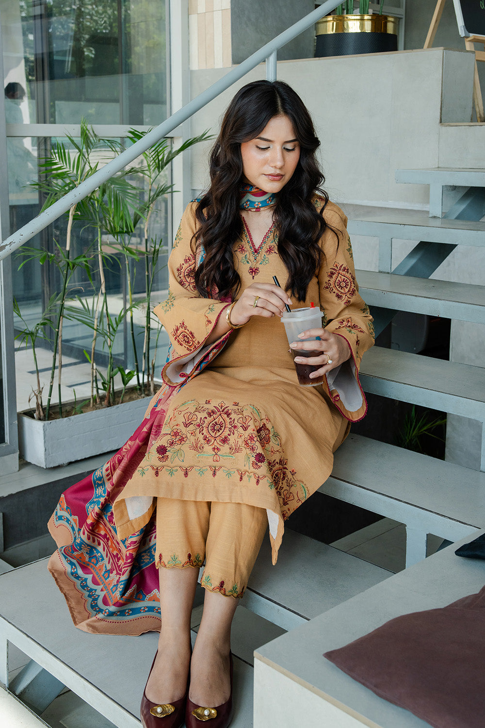 TOFFEE TIDES - MWS5820 – authentic Pakistani dress from the Latte Layers Pret collection for women in the UK