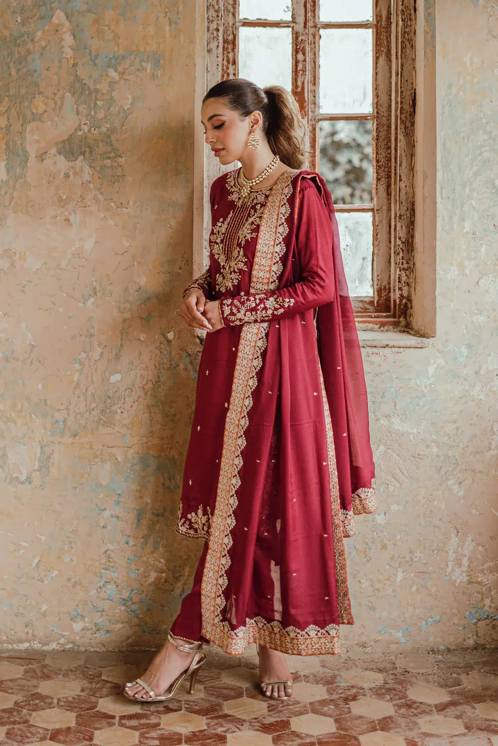 Azure | Embroidered Formals | Majestic Rouge - Formal
