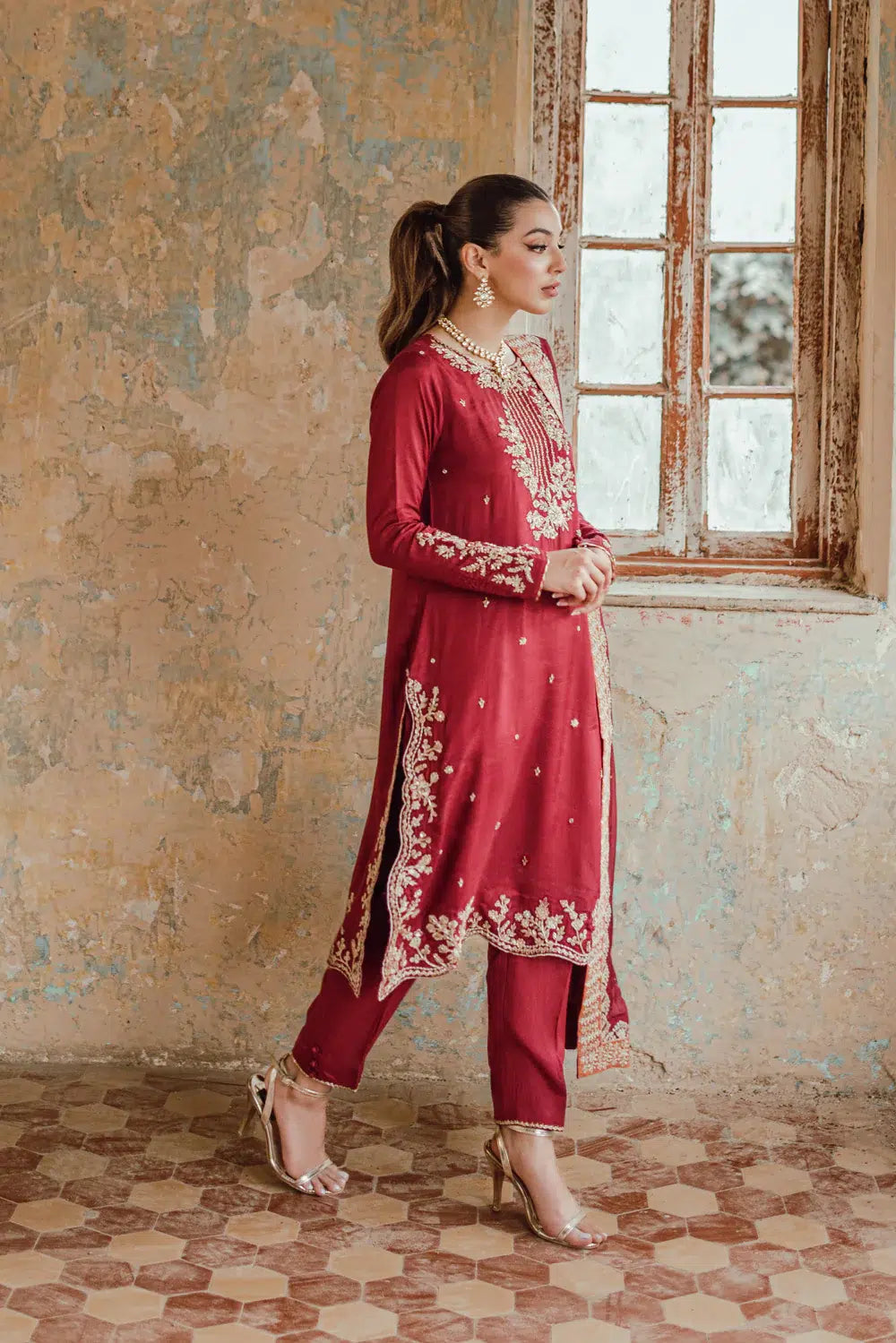 Azure | Embroidered Formals | Majestic Rouge - Formal