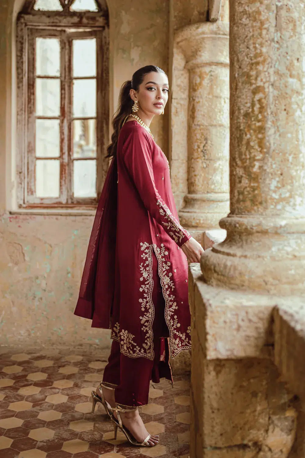 Azure | Embroidered Formals | Majestic Rouge - Formal