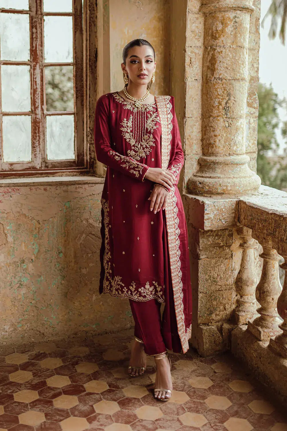 Azure | Embroidered Formals | Majestic Rouge - Formal
