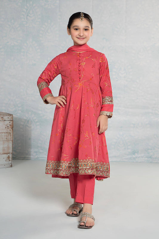 Maria B | 3 Piece Embroidered Jacquard Broshiasuit | MKD-EF24-23 by Maria Faisal - Registered Vendor of : Maria B - type : Kids Clothes - 100% original wedding dresses
