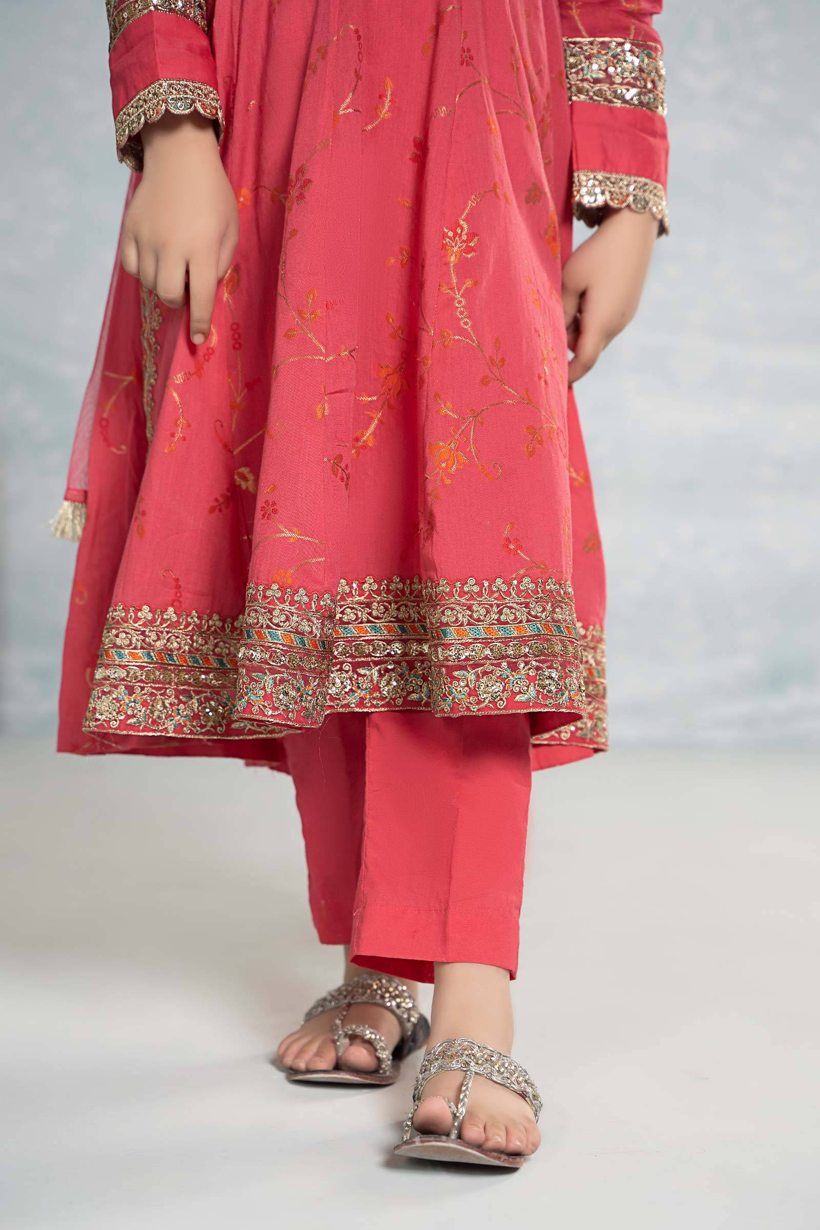 Maria B | 3 Piece Embroidered Jacquard Broshiasuit | MKD-EF24-23 by Maria Faisal - Registered Vendor of : Maria B - type : Kids Clothes - 100% original wedding dresses