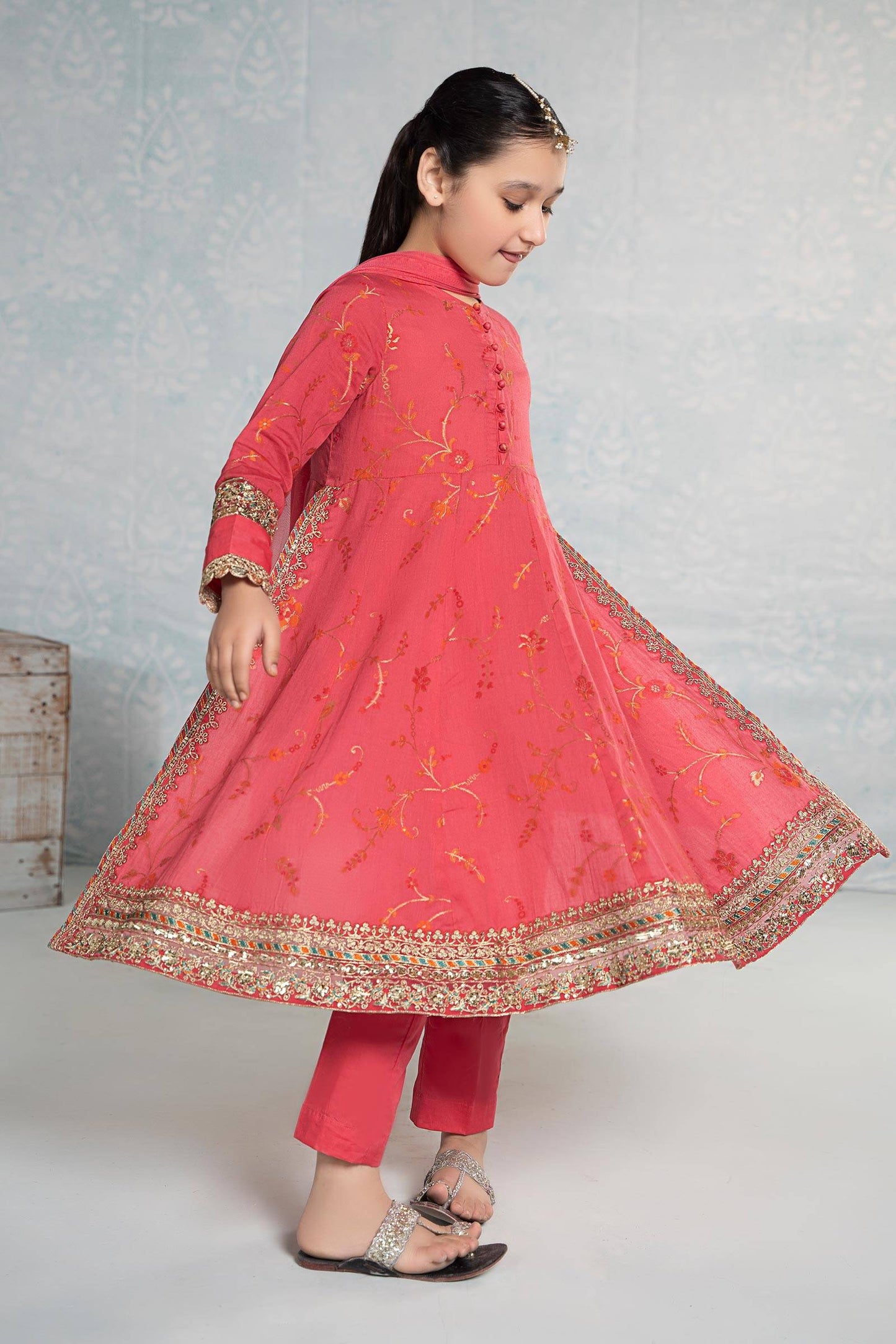 Maria B | 3 Piece Embroidered Jacquard Broshiasuit | MKD-EF24-23 by Maria Faisal - Registered Vendor of : Maria B - type : Kids Clothes - 100% original wedding dresses