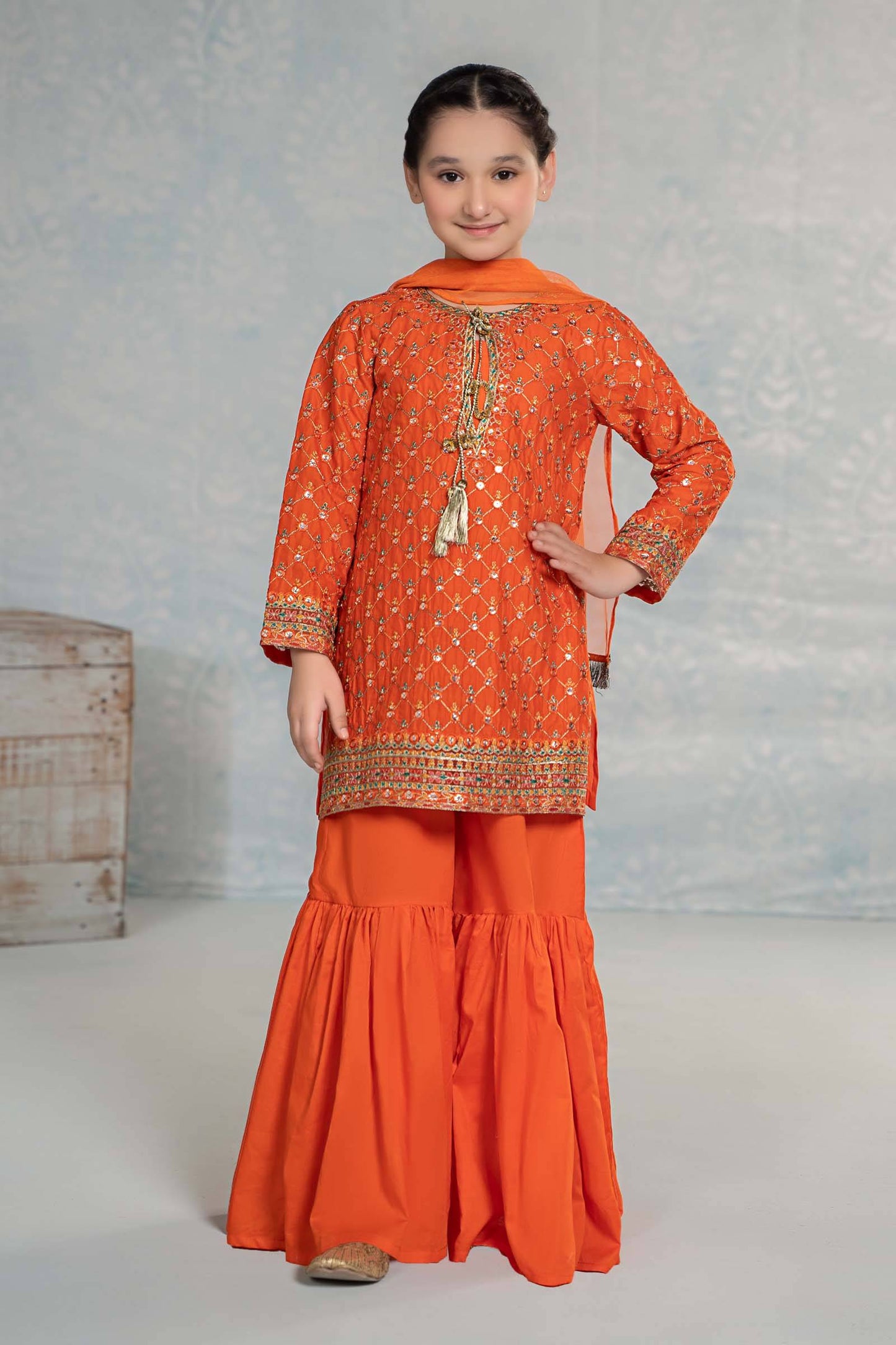 Maria B | 3 Piece Embroidered Lawn Suit | MKD-EF24-09 by Maria Faisal - Registered Vendor of : Maria B - type : Kids Clothes - 100% original wedding dresses