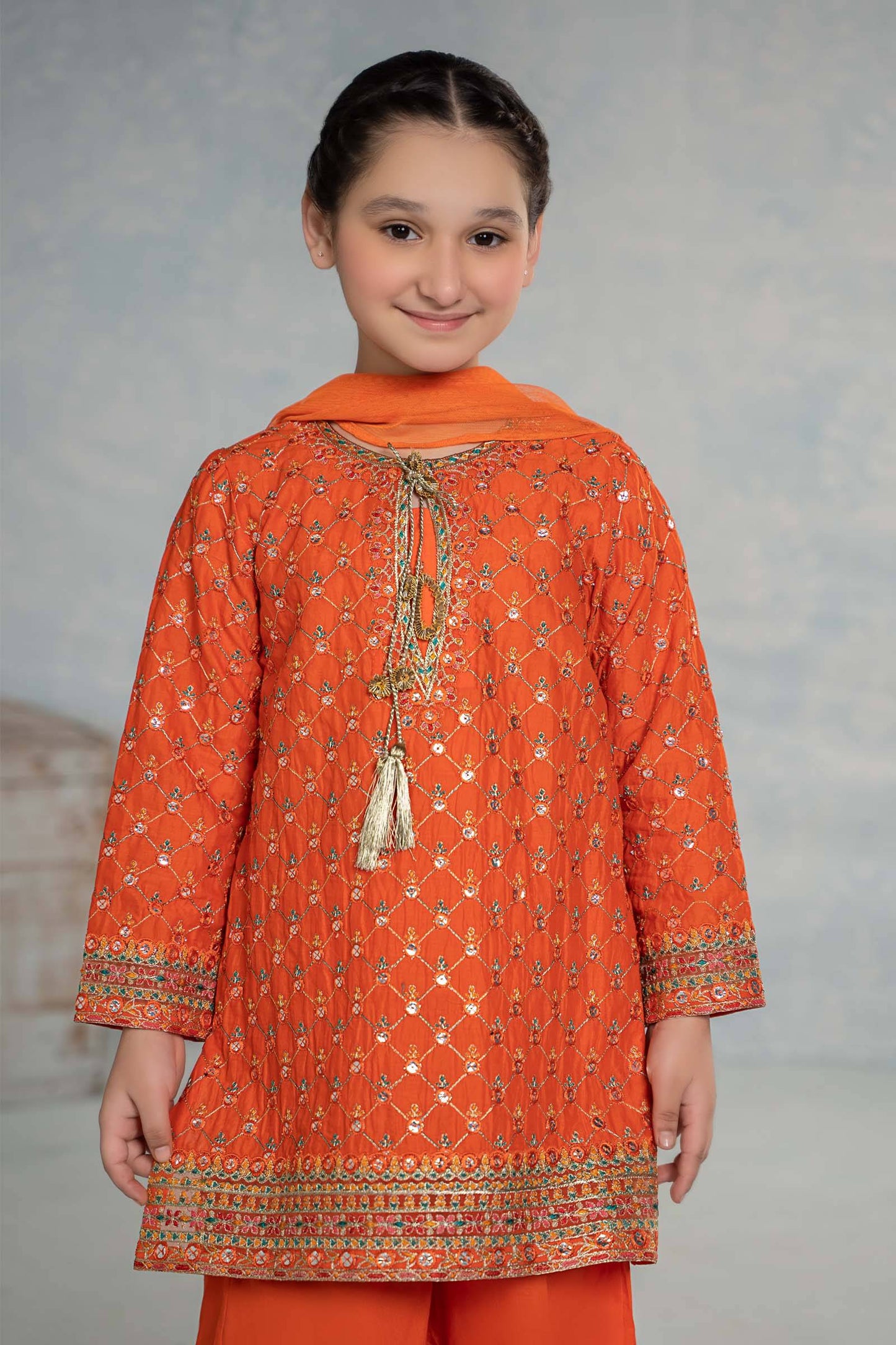 Maria B | 3 Piece Embroidered Lawn Suit | MKD-EF24-09 by Maria Faisal - Registered Vendor of : Maria B - type : Kids Clothes - 100% original wedding dresses
