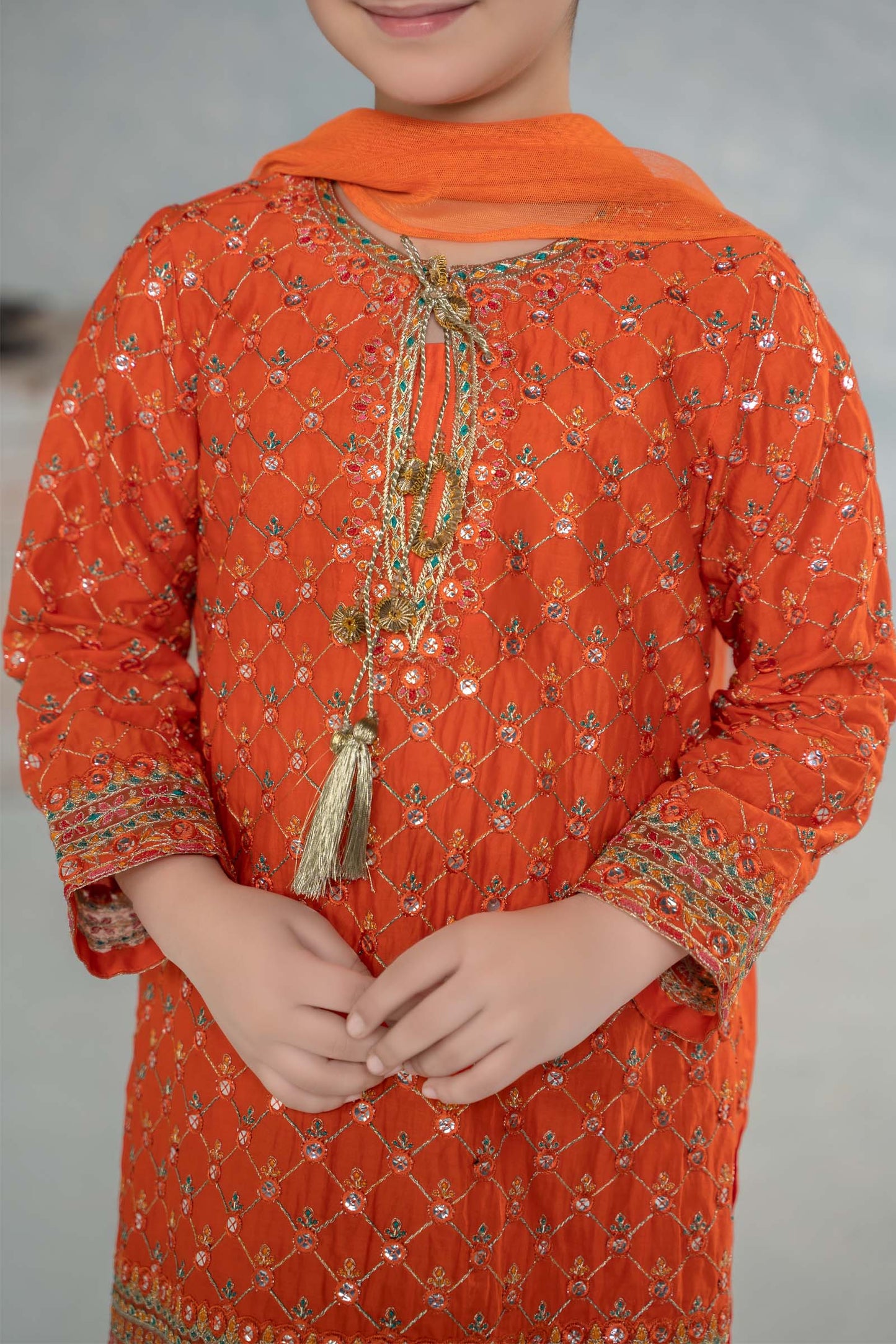 Maria B | 3 Piece Embroidered Lawn Suit | MKD-EF24-09 by Maria Faisal - Registered Vendor of : Maria B - type : Kids Clothes - 100% original wedding dresses