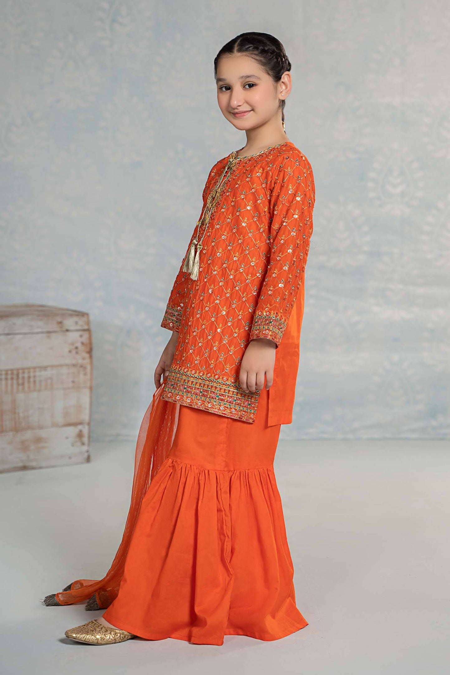 Maria B | 3 Piece Embroidered Lawn Suit | MKD-EF24-09 by Maria Faisal - Registered Vendor of : Maria B - type : Kids Clothes - 100% original wedding dresses