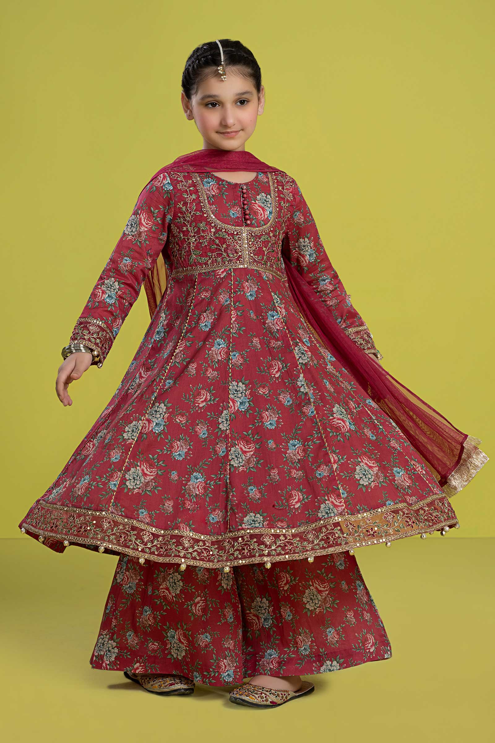 Maria B | 3 Piece Embroidered Lawn Suit | MKD-EF24-32 by Maria Faisal - Registered Vendor of : Maria B - type : Kids Clothes - 100% original wedding dresses