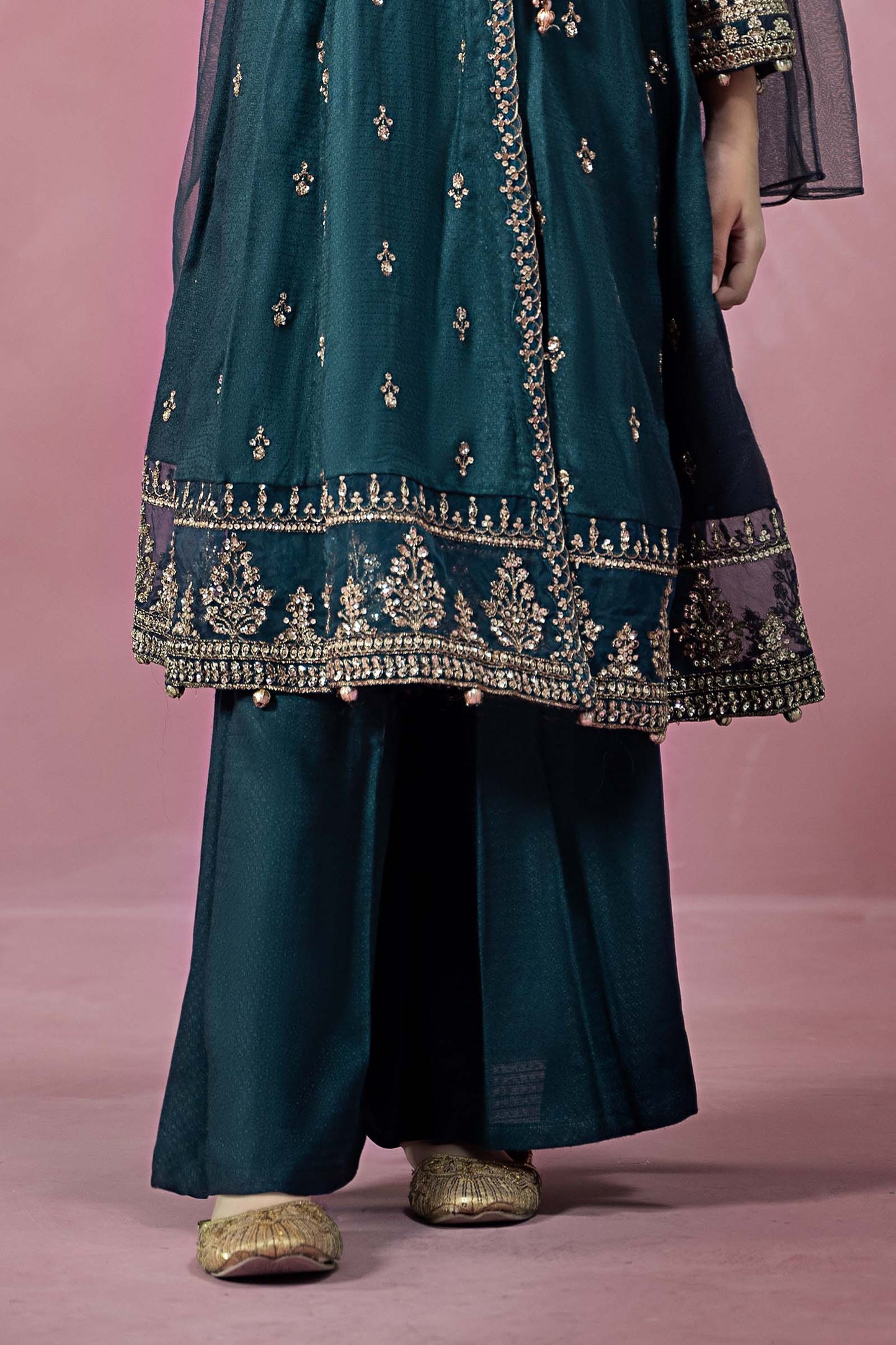 Maria B | 3 Piece Embroidered Linen Suit | MKD-W24-02 by Maria Faisal - Registered Vendor of : Maria B - type : Kids Clothes - 100% original wedding dresses