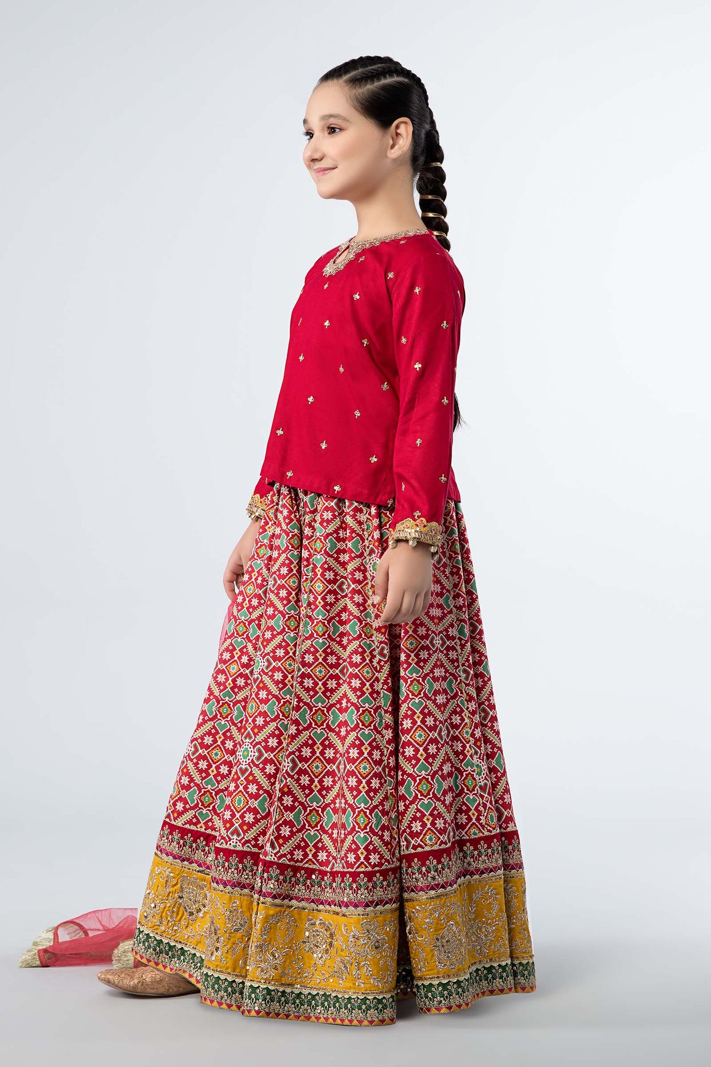 Maria B | 3 Piece Embroidered Linen Suit | MKD-W24-04 by Maria Faisal - Registered Vendor of : Maria B - type : Kids Clothes - 100% original wedding dresses