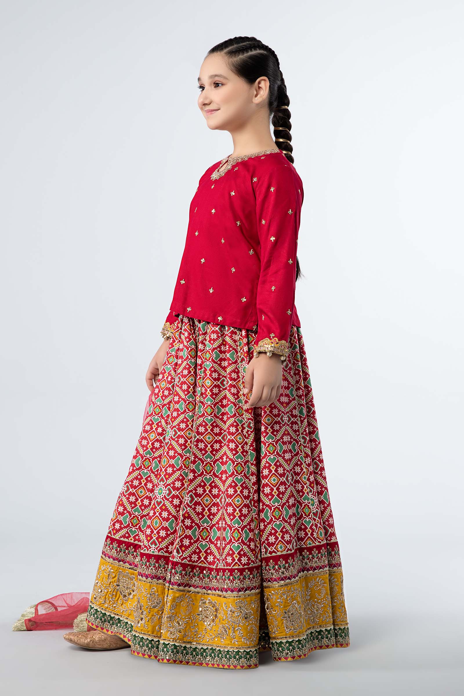 Maria B | 3 Piece Embroidered Linen Suit | MKD-W24-04 by Maria Faisal - Registered Vendor of : Maria B - type : Kids Clothes - 100% original wedding dresses