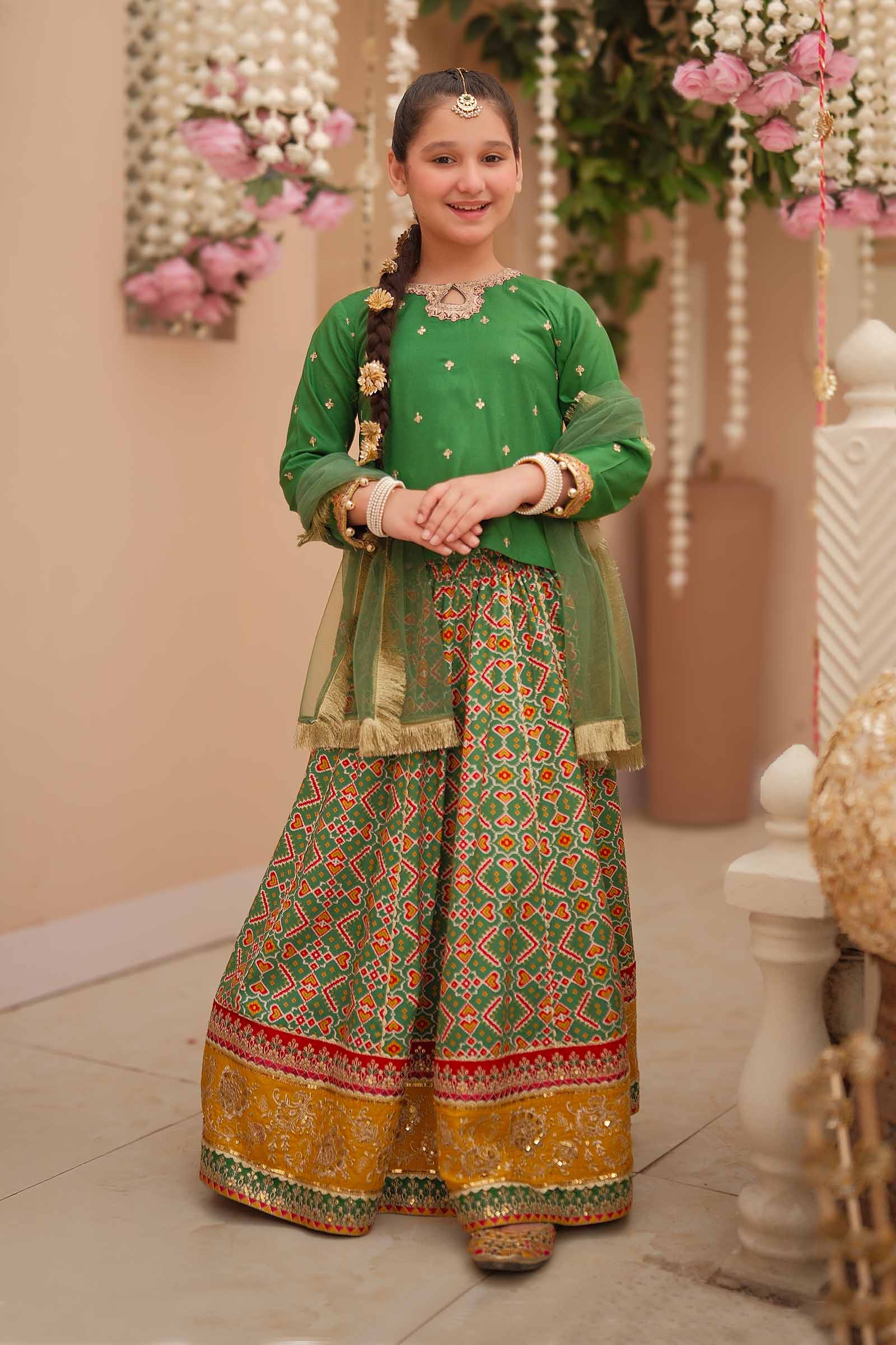 Maria B | 3 Piece Embroidered Linen Suit | MKD-W24-04 by Maria Faisal - Registered Vendor of : Maria B - type : Kids Clothes - 100% original wedding dresses