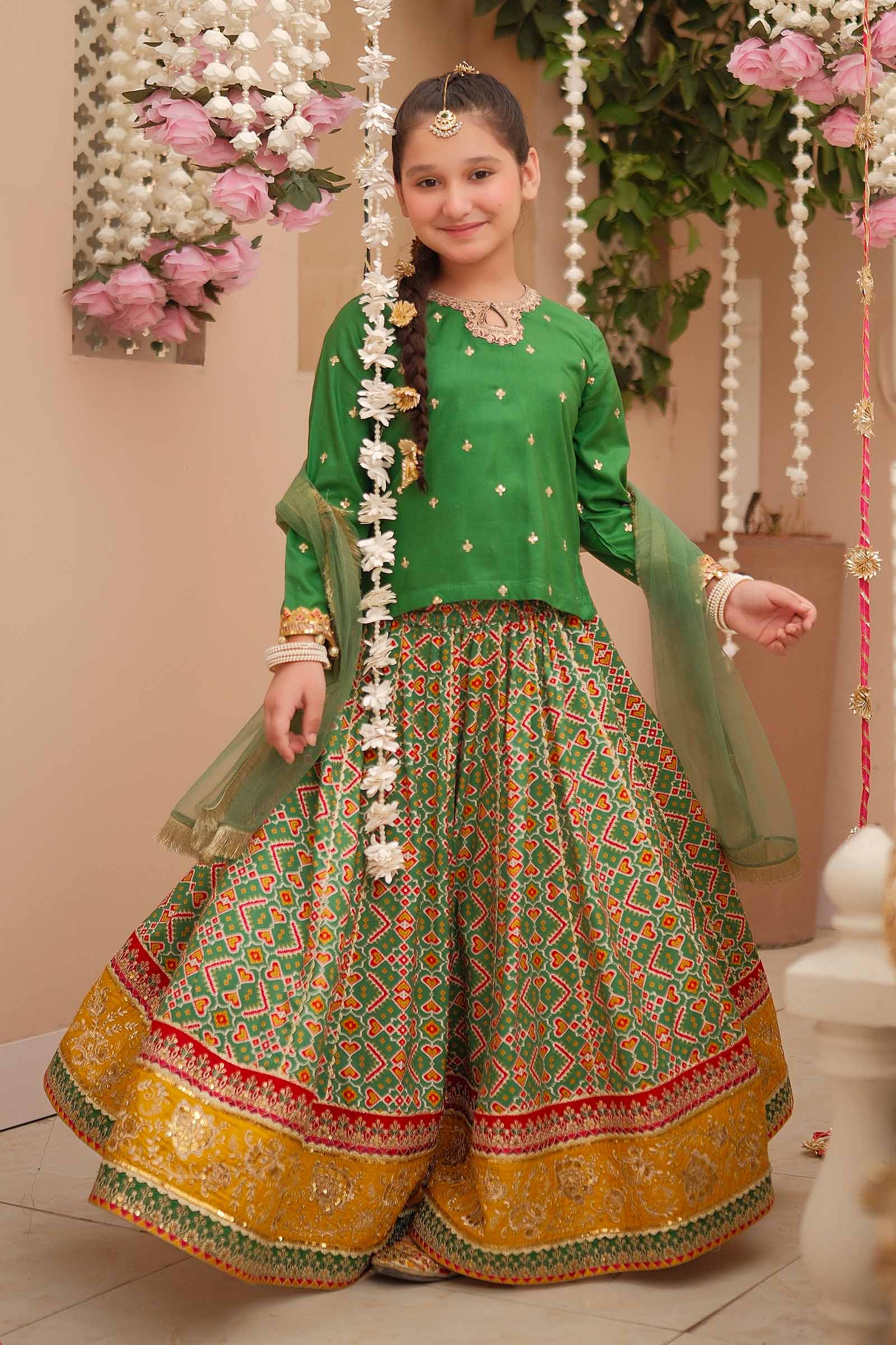 Maria B | 3 Piece Embroidered Linen Suit | MKD-W24-04 by Maria Faisal - Registered Vendor of : Maria B - type : Kids Clothes - 100% original wedding dresses