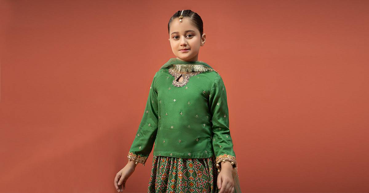 Maria B | 3 Piece Embroidered Linen Suit | MKD-W24-04 by Maria Faisal - Registered Vendor of : Maria B - type : Kids Clothes - 100% original wedding dresses