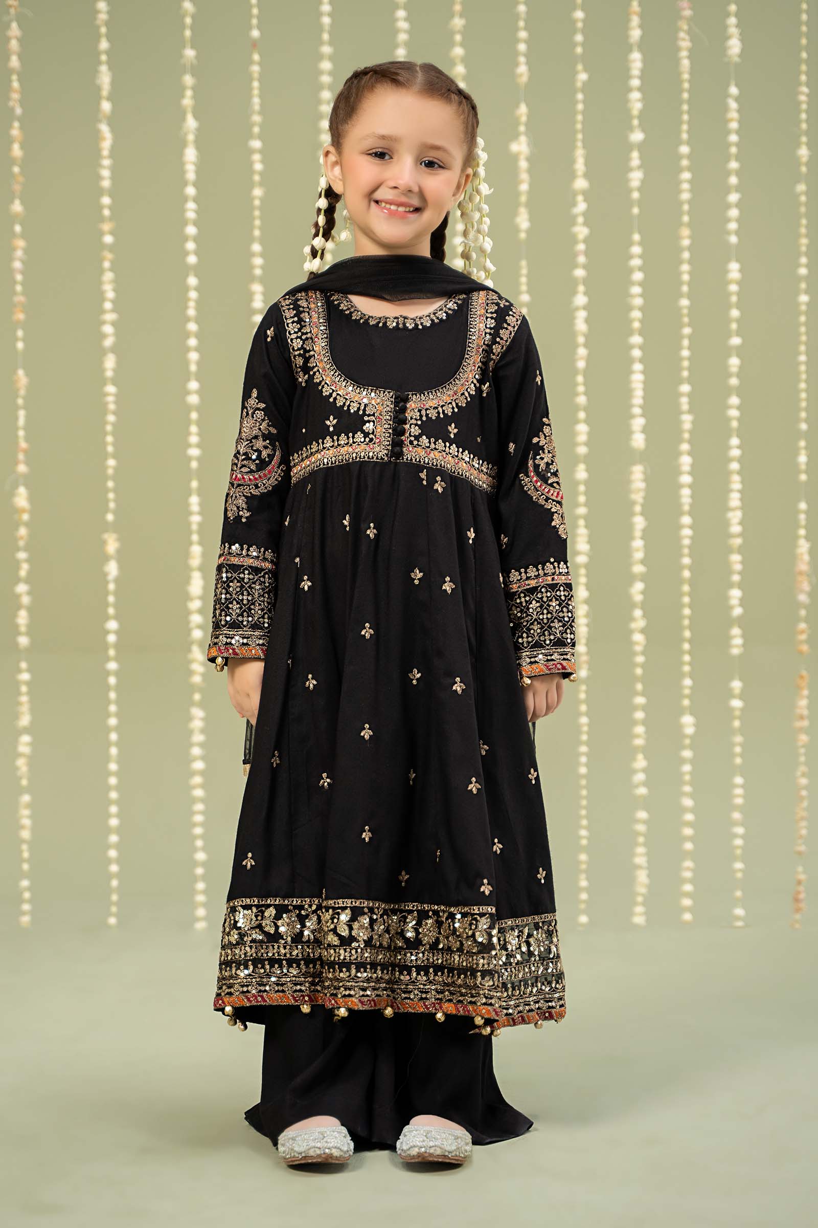 Maria B | 3 Piece Embroidered Linen Suit | MKD-W24-07 by Maria Faisal - Registered Vendor of : Maria B - type : Kids Clothes - 100% original wedding dresses