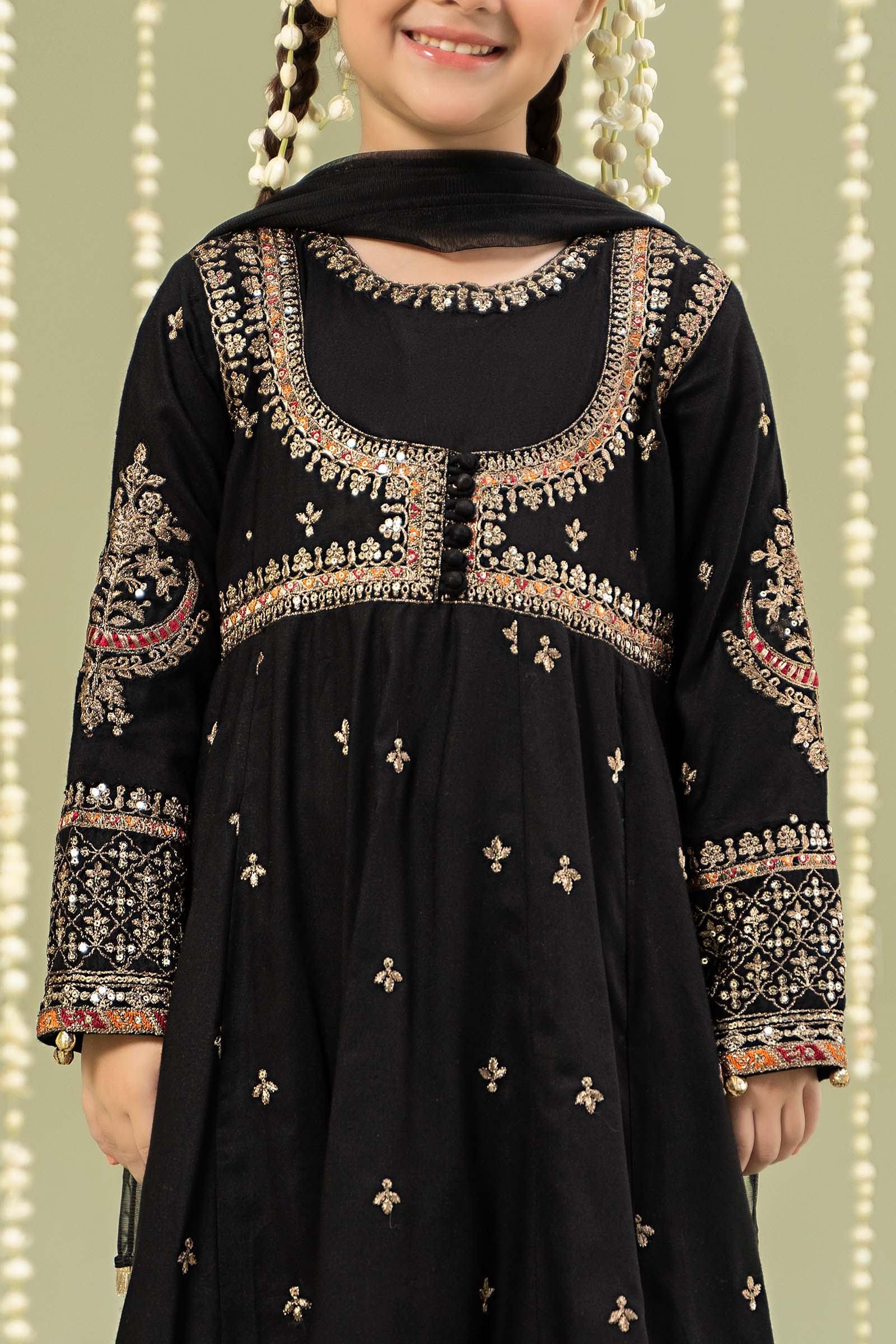 Maria B | 3 Piece Embroidered Linen Suit | MKD-W24-07 by Maria Faisal - Registered Vendor of : Maria B - type : Kids Clothes - 100% original wedding dresses