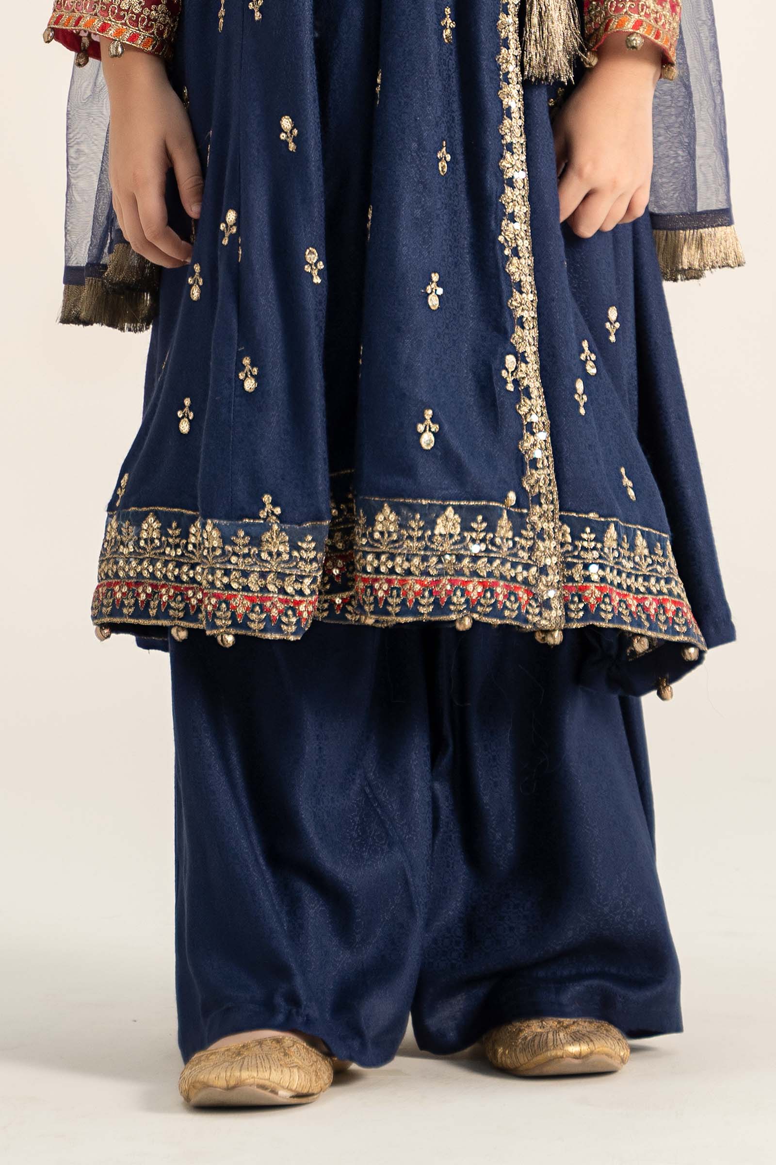 Maria B | 3 Piece Embroidered Linen Suit | MKD-W24-08 by Maria Faisal - Registered Vendor of : Maria B - type : Kids Clothes - 100% original wedding dresses